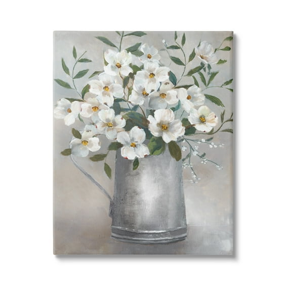 Stupell Industries Dogwood Flower Bouquet Country Can Botanical & Floral Painting Gallery Wrapped Canvas Print Wall Art