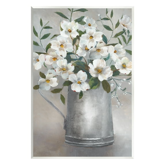 Stupell Industries Dogwood Flower Bouquet Country Can Botanical & Floral Painting Unframed Art Print Wall Art