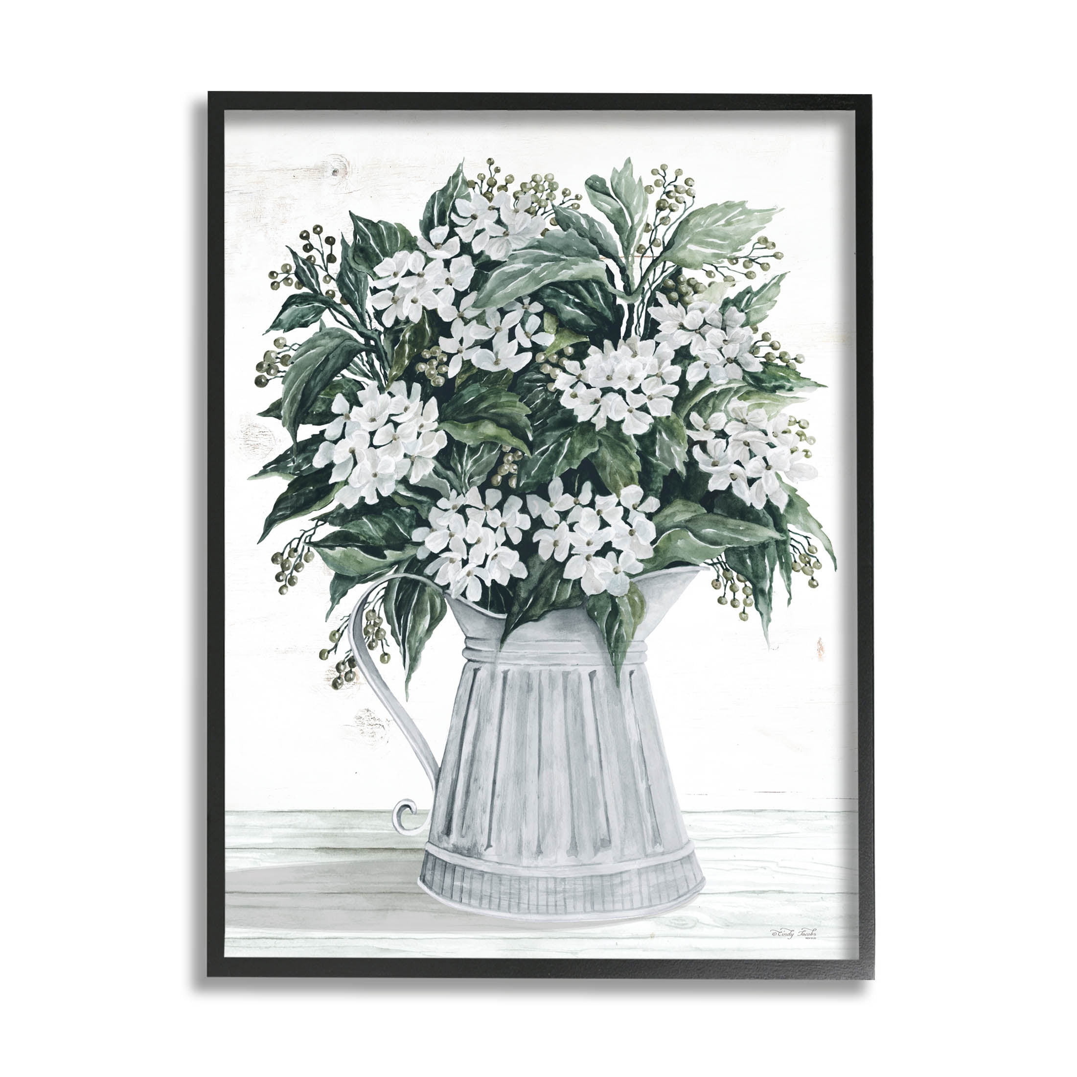 Stupell Industries Dogwood Flower Bouquet Painting Black Framed Art Print Wall Art, Design by Cindy Jacobs