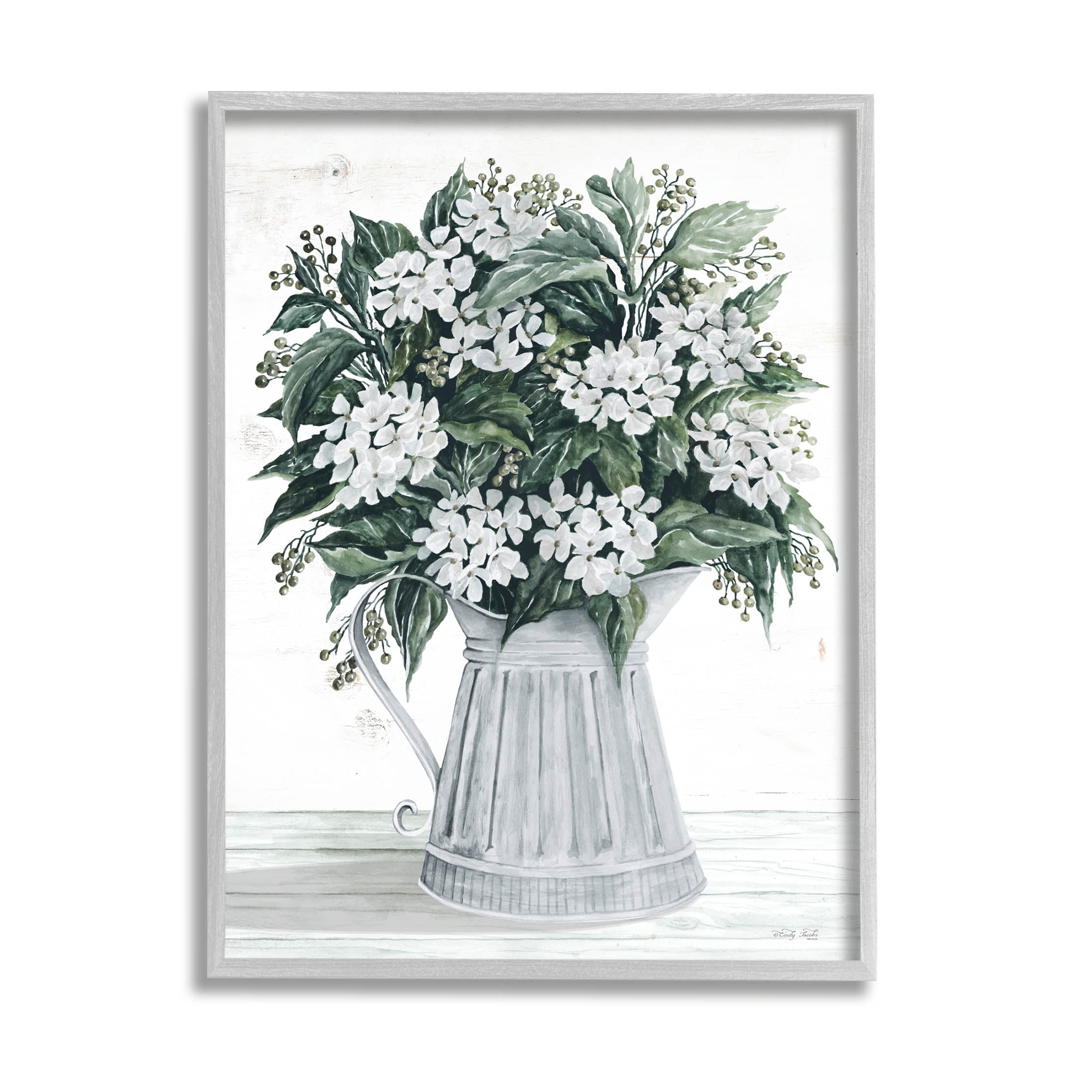 Stupell Industries Dogwood Flower Bouquet Painting Gray Framed Art Print Wall Art, Design by Cindy Jacobs