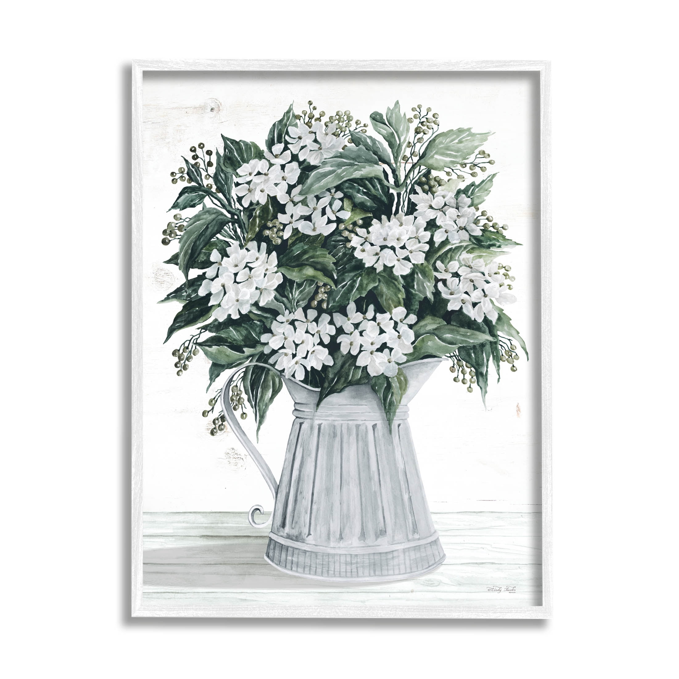 Stupell Industries Dogwood Flower Bouquet Painting White Framed Art Print Wall Art, Design by Cindy Jacobs