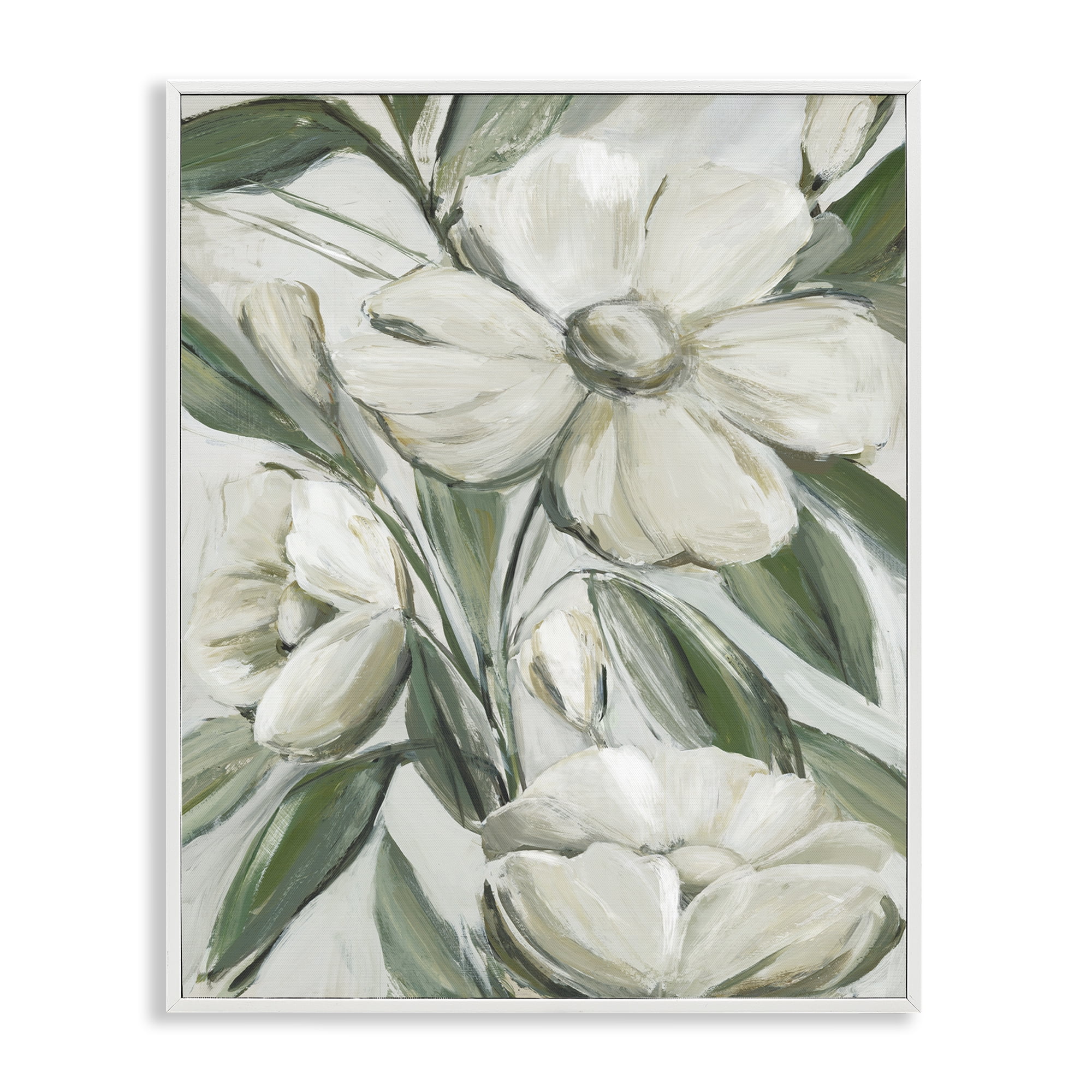 Stupell Industries Dogwood on Vines Plants & Flowers Painting White Framed Art Print Wall Art, 11 x 14