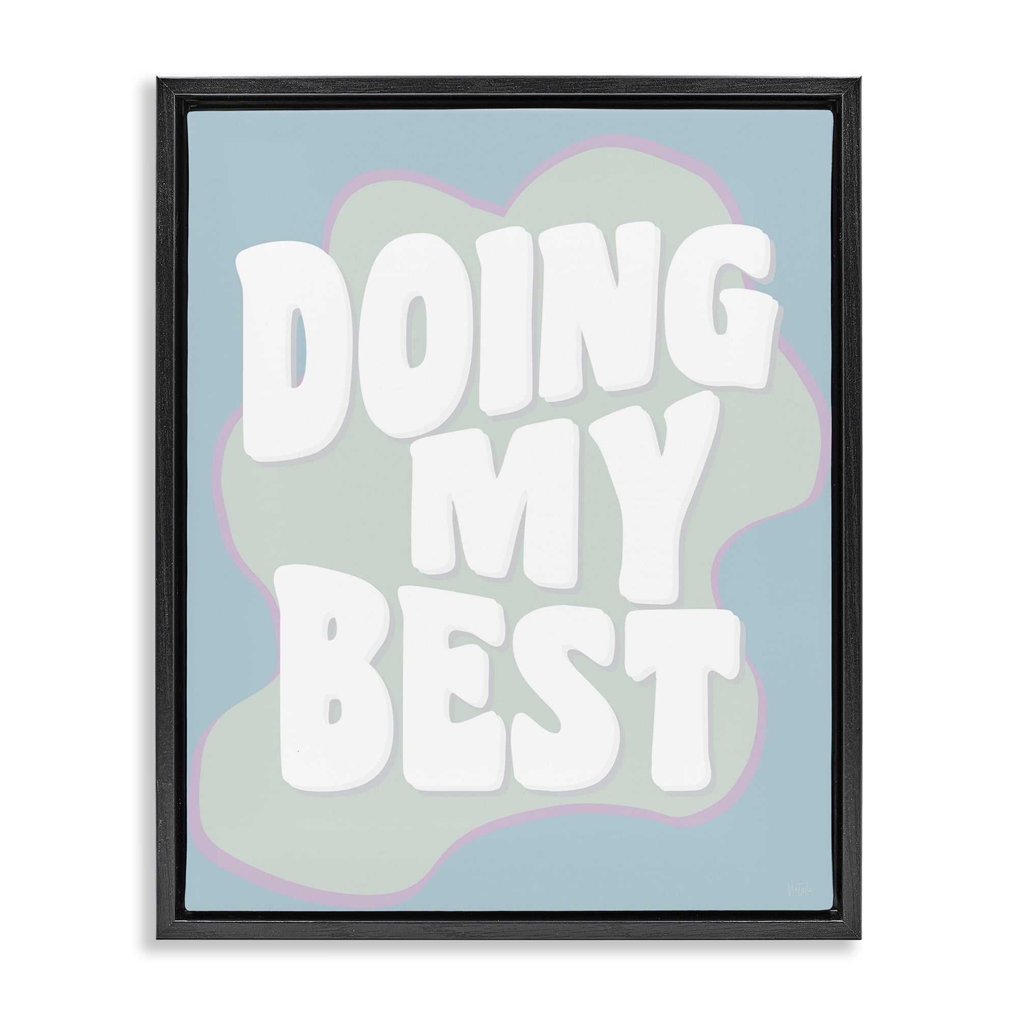 Stupell Industries Doing My Best Phrase Text & Numbers Painting Black Floater Framed Canvas Art Print Wall Art, 25 x 31