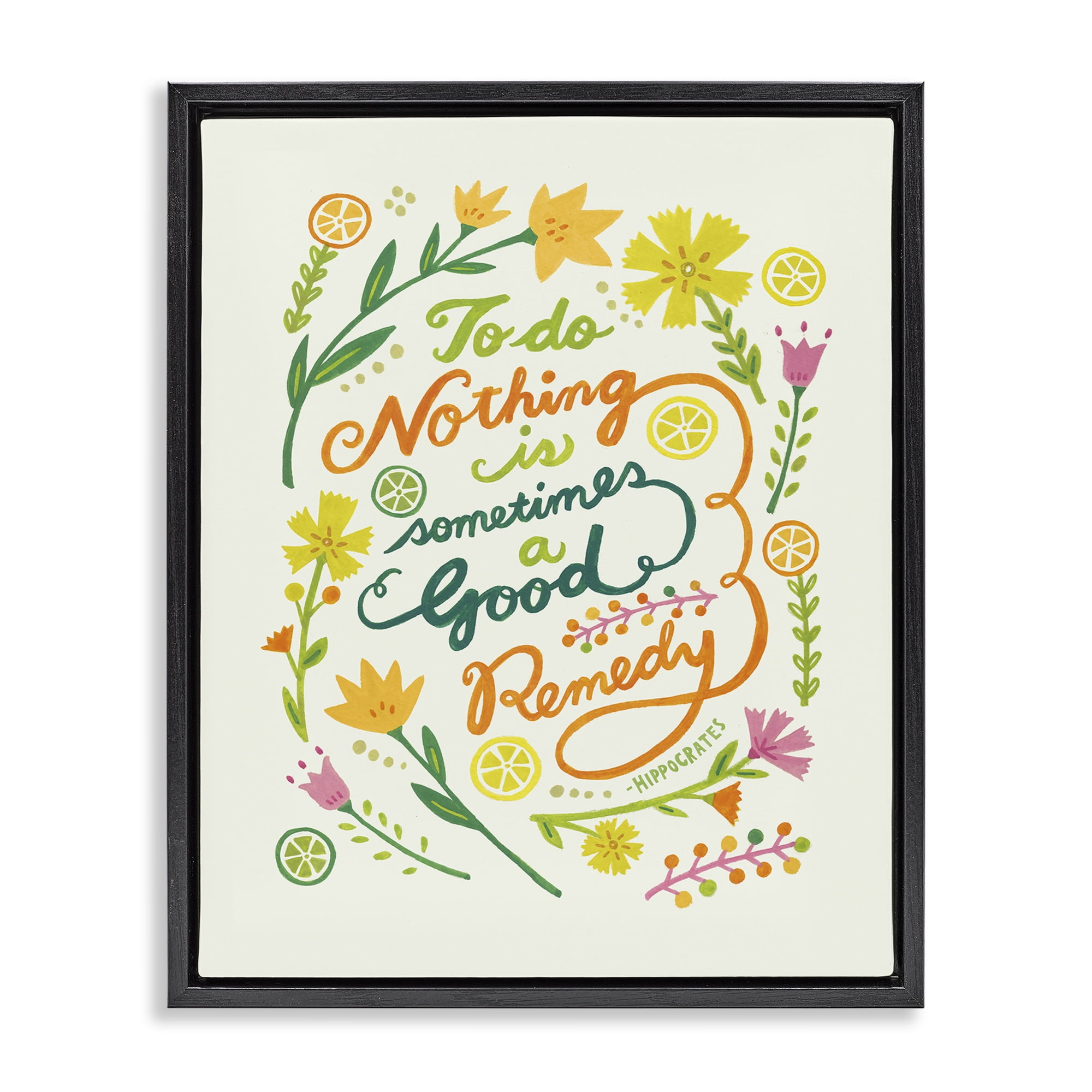 Stupell Industries Doing Nothing Good Remedy Plants & Flowers Painting Black Floater Framed Canvas Art Print Wall Art, 25 x 31