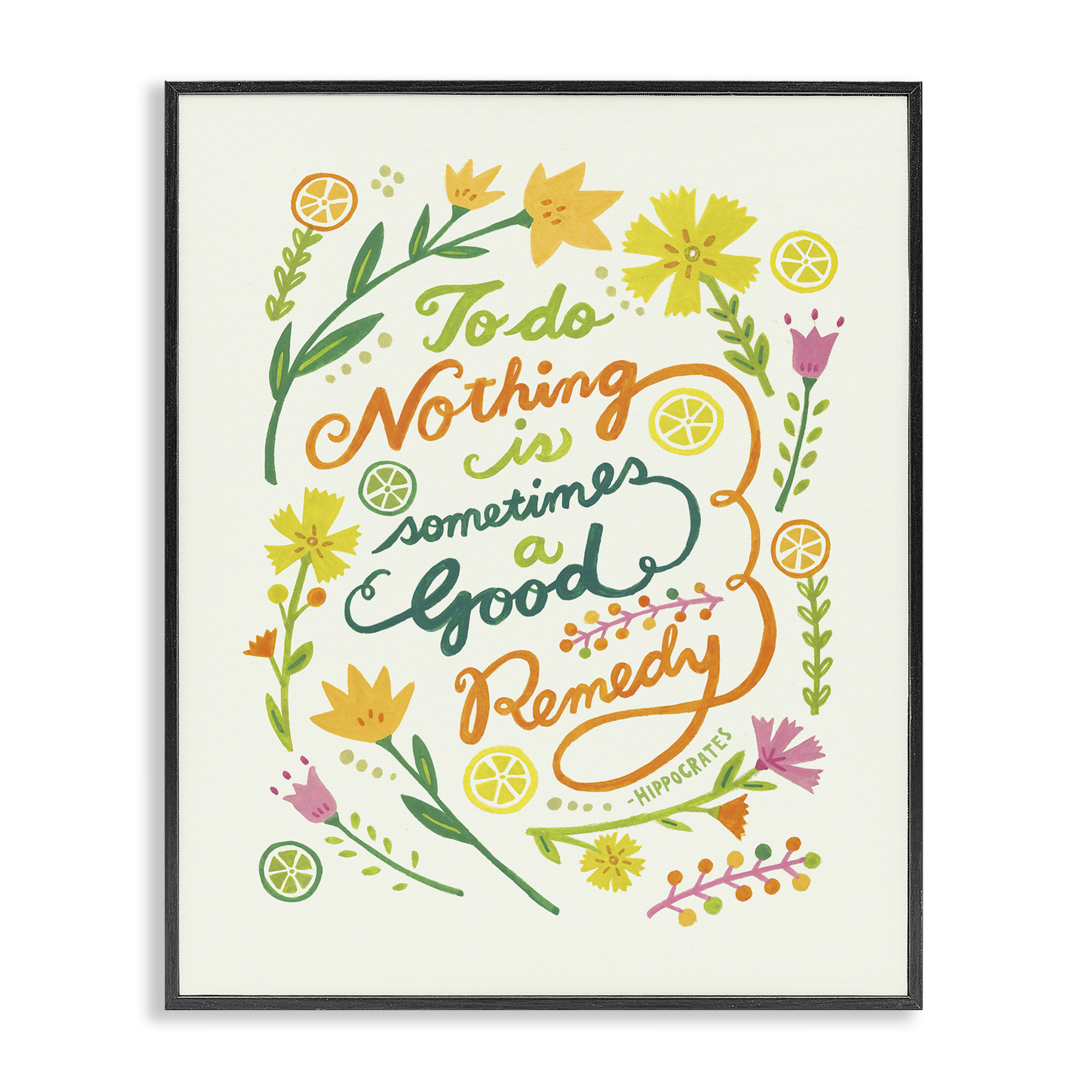 Stupell Industries Doing Nothing Good Remedy Plants & Flowers Painting Black Framed Art Print Wall Art, 16 x 20