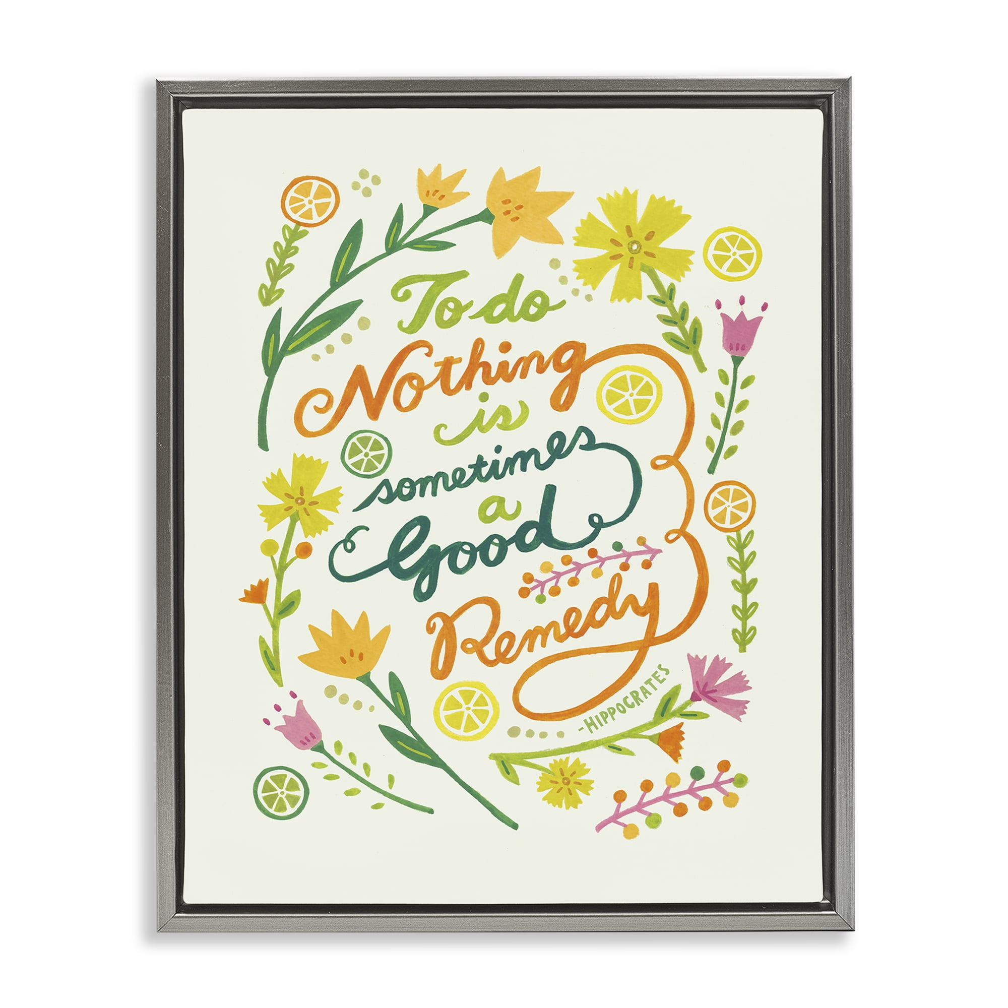 Stupell Industries Doing Nothing Good Remedy Plants & Flowers Painting Gray Floater Framed Canvas Art Print Wall Art, 25 x 31