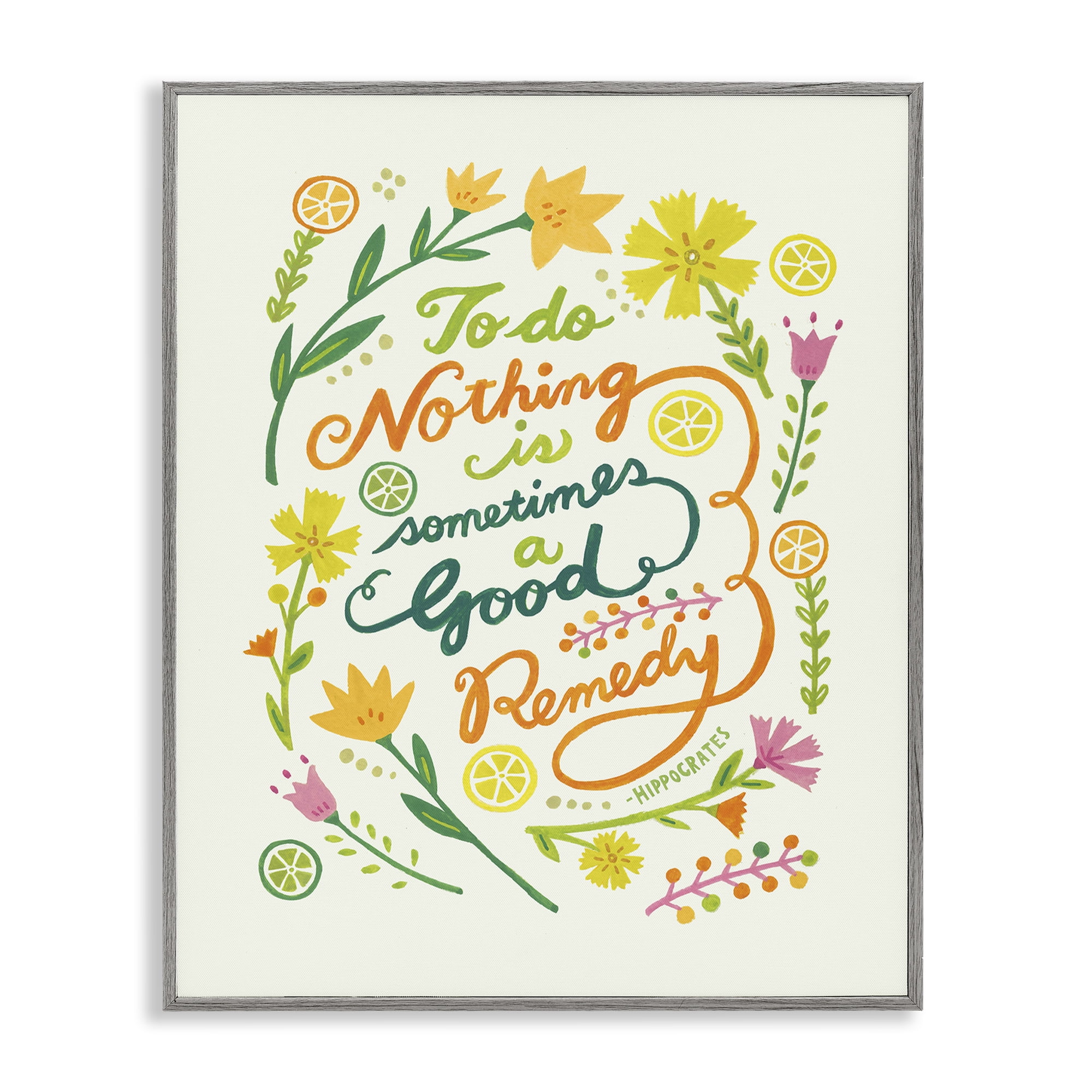 Stupell Industries Doing Nothing Good Remedy Plants & Flowers Painting Gray Framed Art Print Wall Art, 24 x 30
