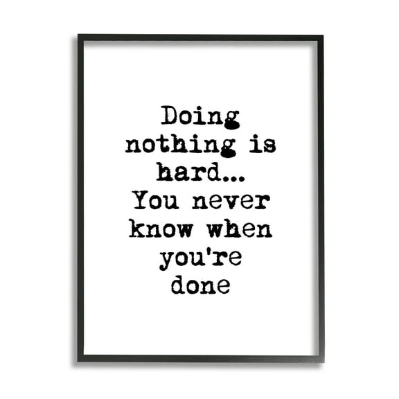 Stupell Industries Doing Nothing Phrase Vintage Typewriter Typography Typography Painting Black Framed Art Print Wall Art, 11 x 14