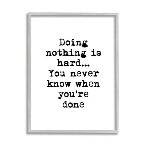 Stupell Industries Doing Nothing Phrase Vintage Typewriter Typography Typography Painting Gray Framed Art Print Wall Art, 11 x 14