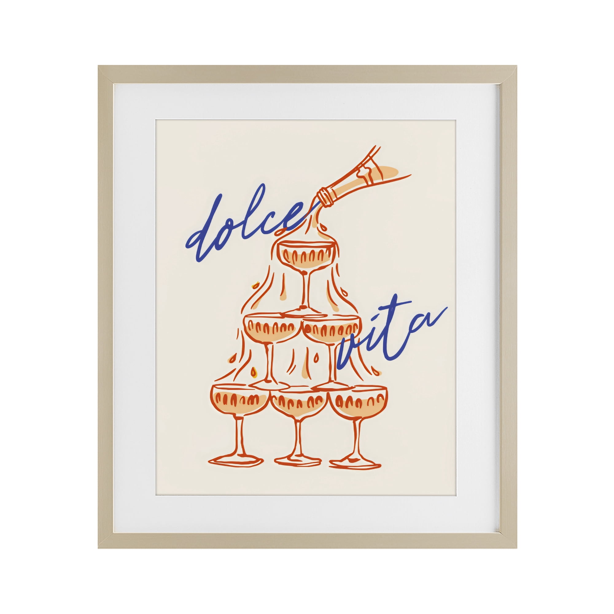Stupell Industries Dolce Vita Champagne Tower Birch Framed Print Under Glass, design by The Prints Vibe