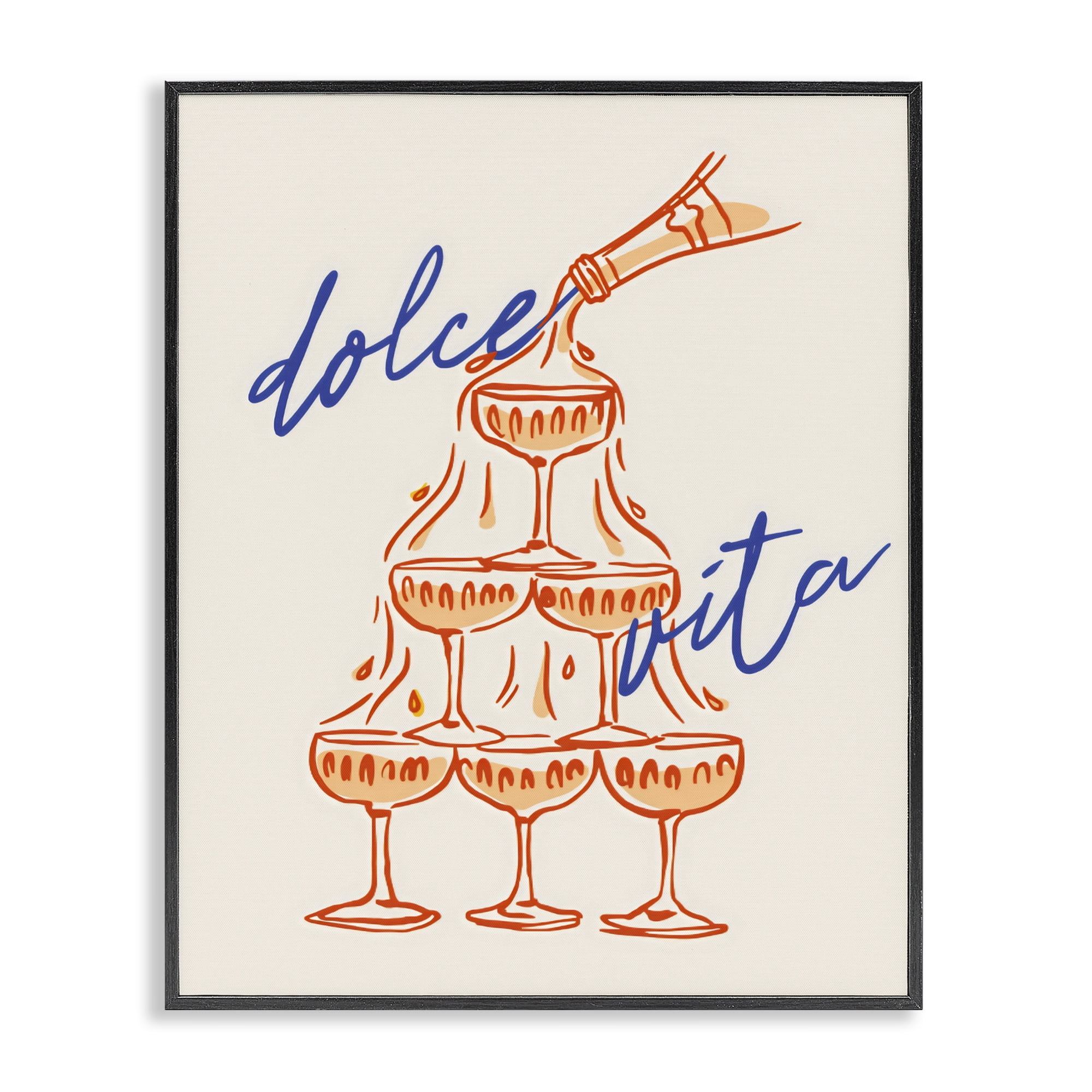 Stupell Industries Dolce Vita Champagne Tower Black Framed Giclee Art, design by The Prints Vibe