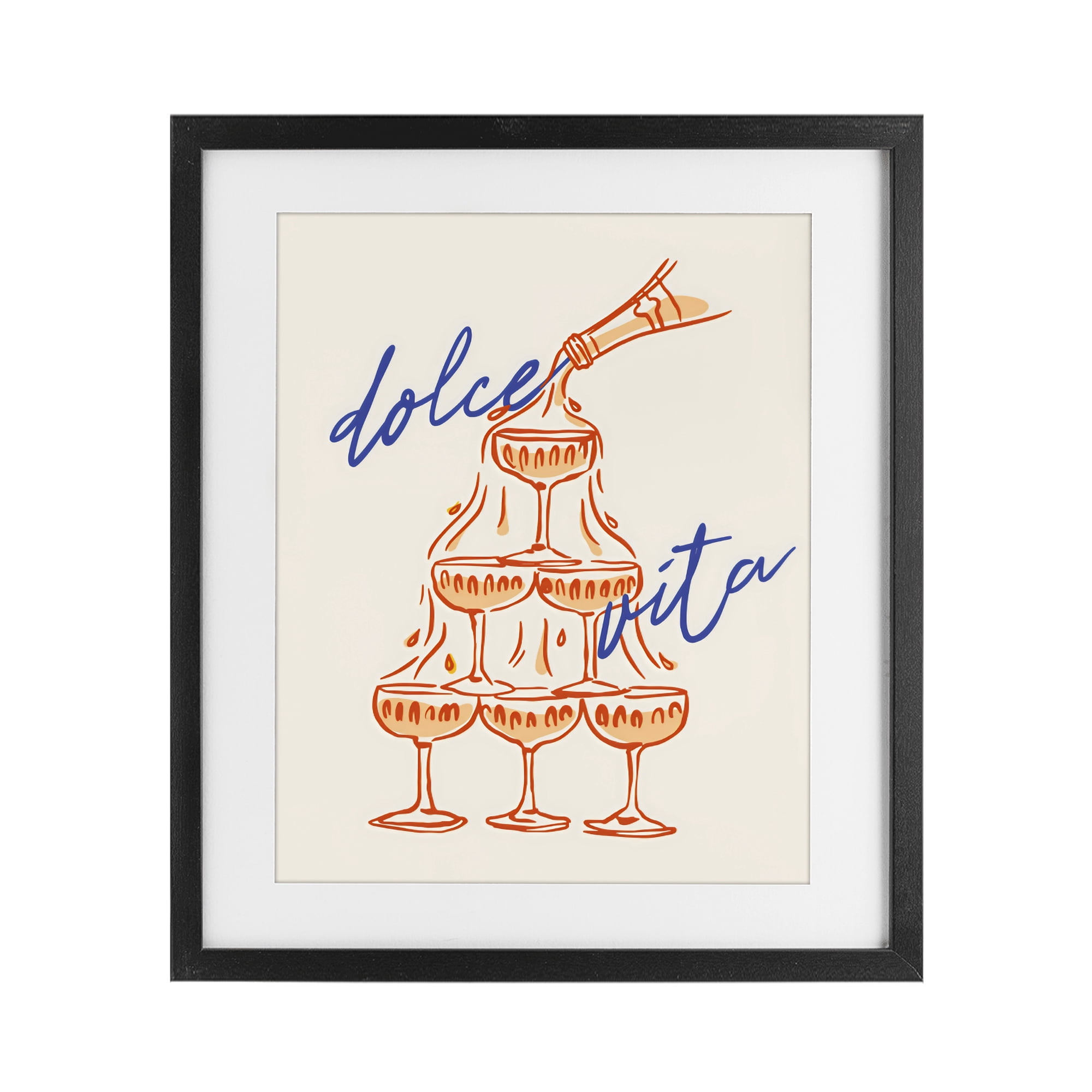 Stupell Industries Dolce Vita Champagne Tower Black Framed Print Under Glass, design by The Prints Vibe