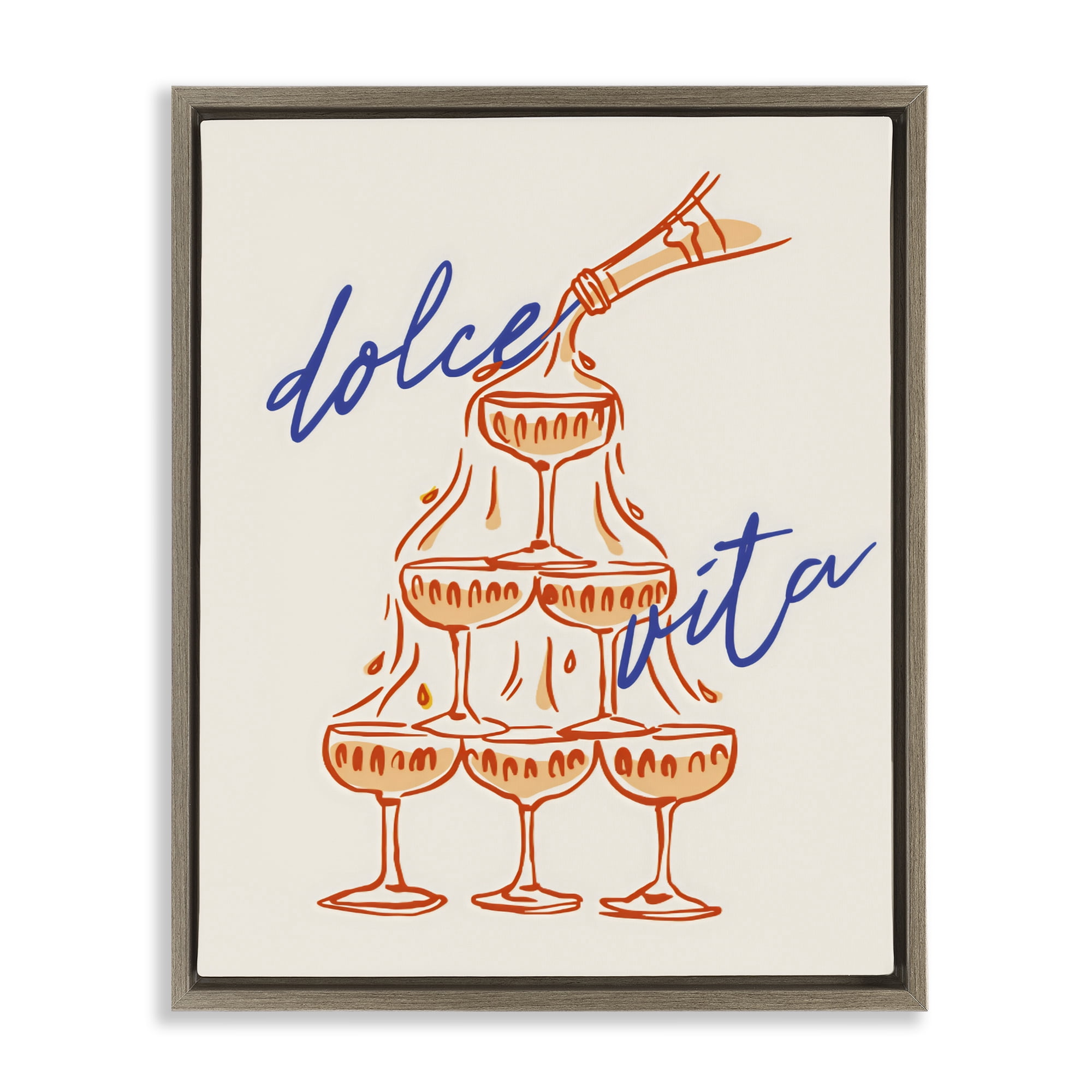Stupell Industries Dolce Vita Champagne Tower Brown Framed Floater Canvas Wall Art, design by The Prints Vibe