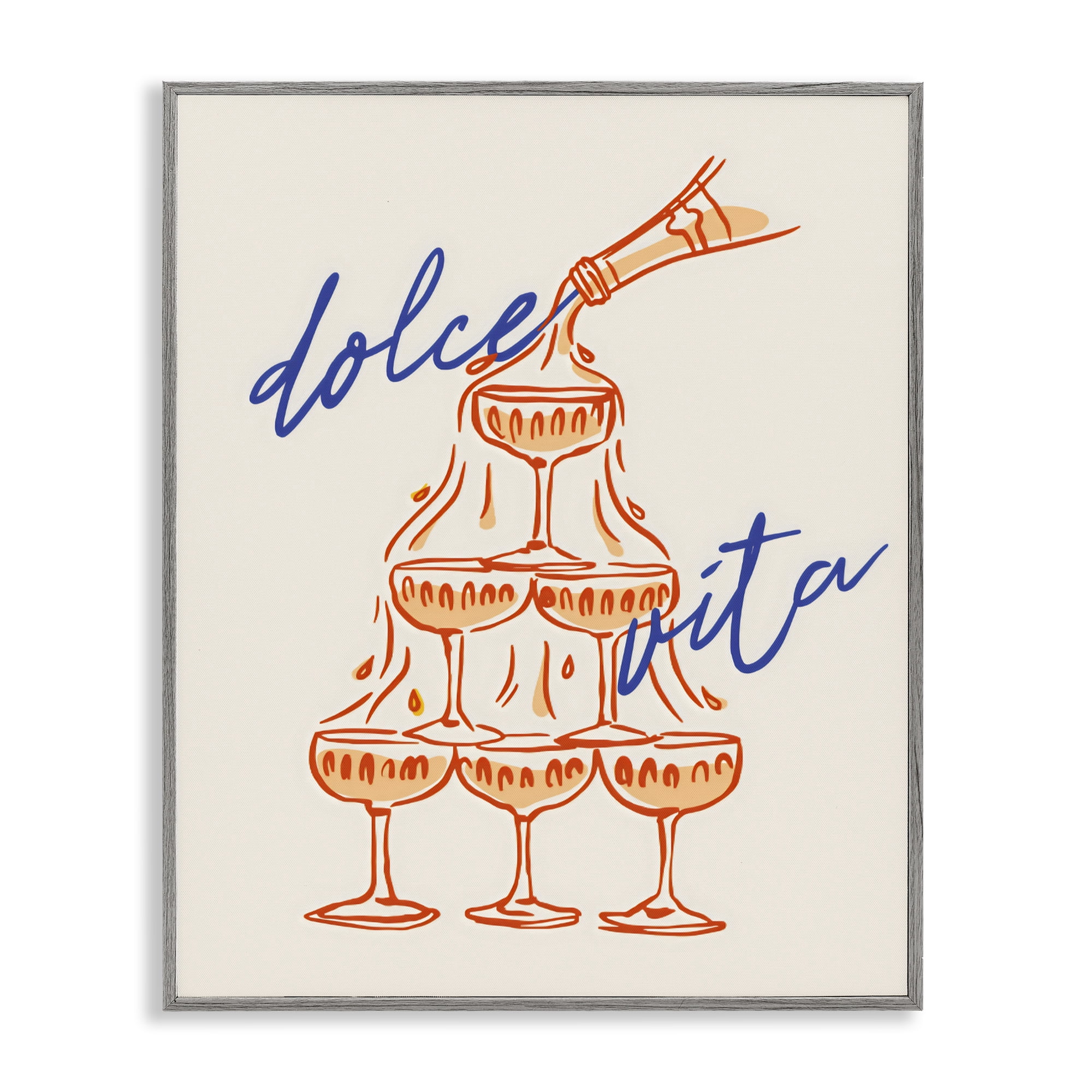 Stupell Industries Dolce Vita Champagne Tower Gray Framed Giclee Art, design by The Prints Vibe