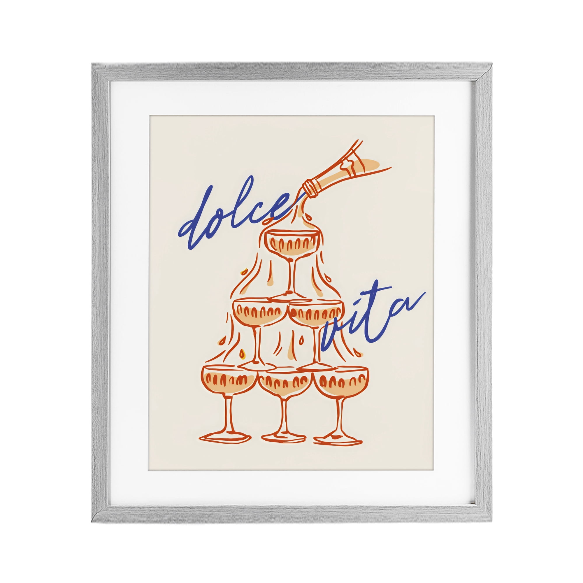 Stupell Industries Dolce Vita Champagne Tower Gray Framed Print Under Glass, design by The Prints Vibe