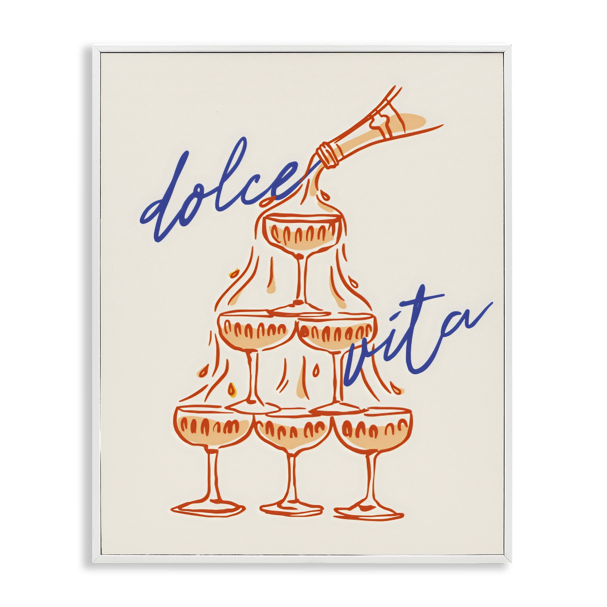 Stupell Industries Dolce Vita Champagne Tower White Framed Giclee Art, design by The Prints Vibe