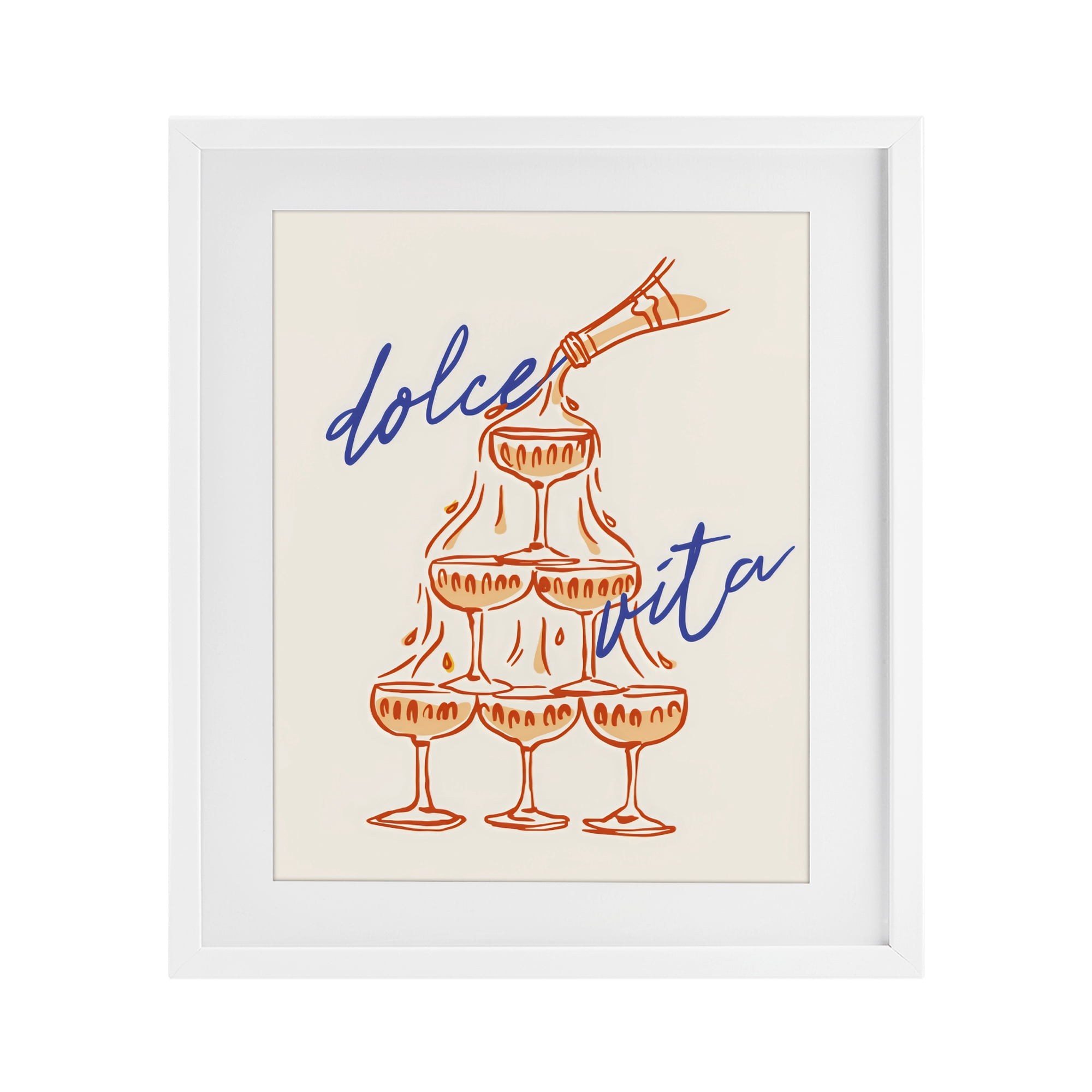 Stupell Industries Dolce Vita Champagne Tower White Framed Print Under Glass, design by The Prints Vibe
