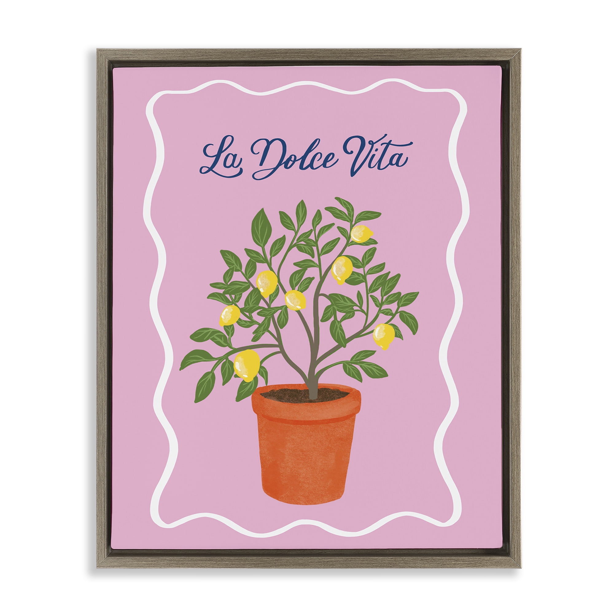 Stupell Industries Dolce Vita Lemon Tree Brown Framed Floater Canvas Wall Art, design by Be Ni La
