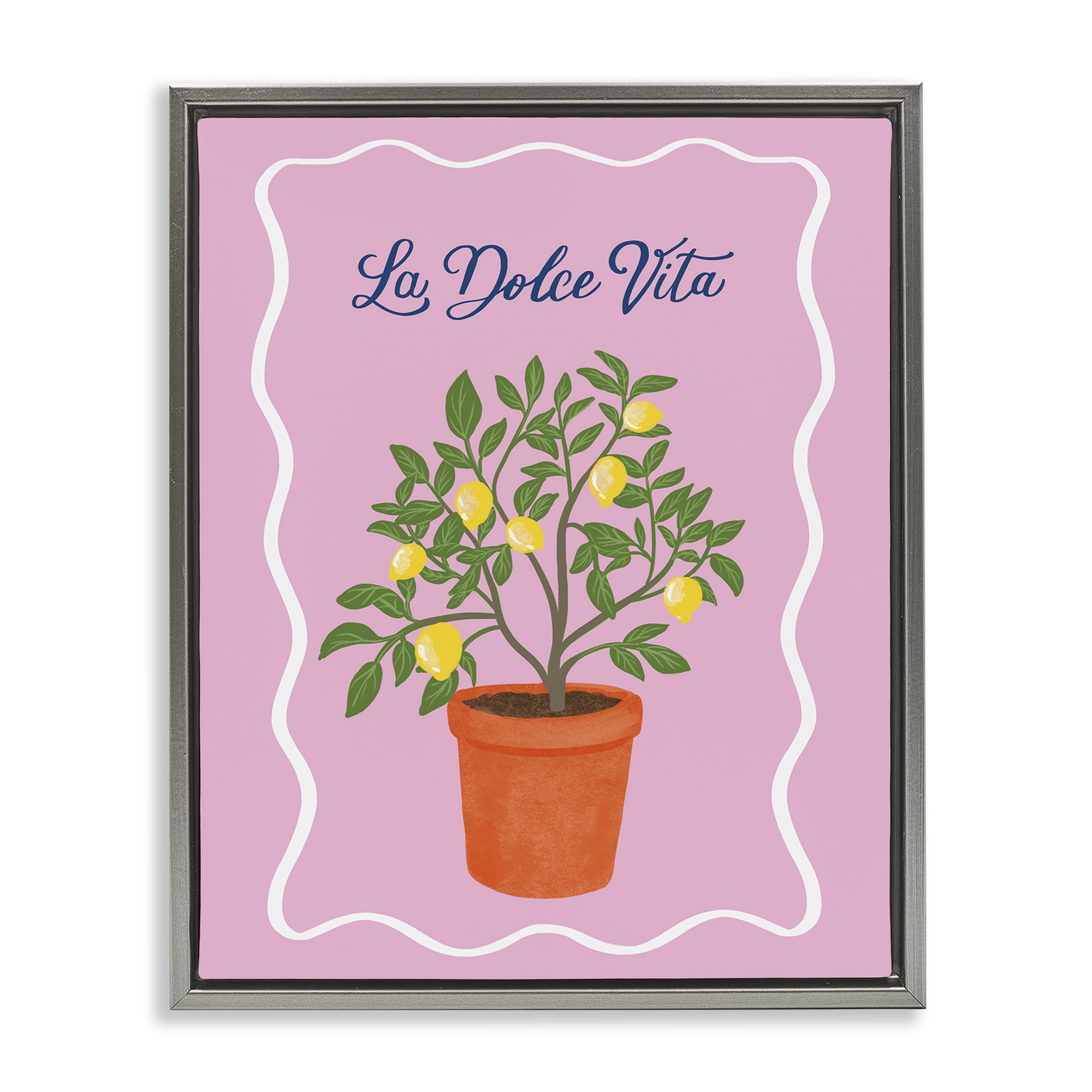 Stupell Industries Dolce Vita Lemon Tree Gray Framed Floater Canvas Wall Art, design by Be Ni La
