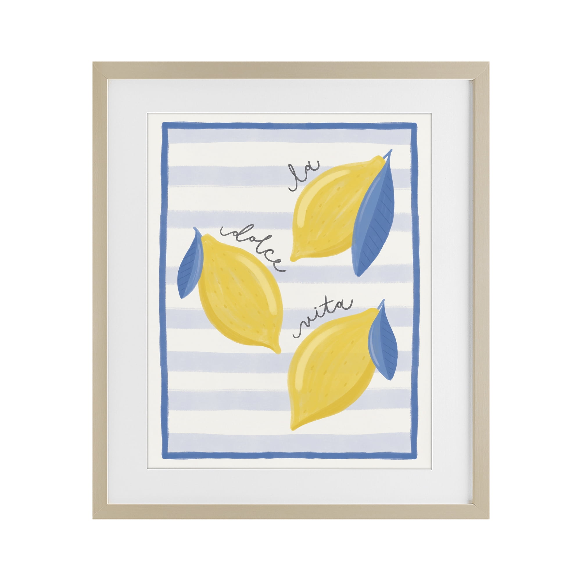 Stupell Industries Dolce Vita Lemons & Stripes Birch Framed Print Under Glass, design by Jalynn Heerdt