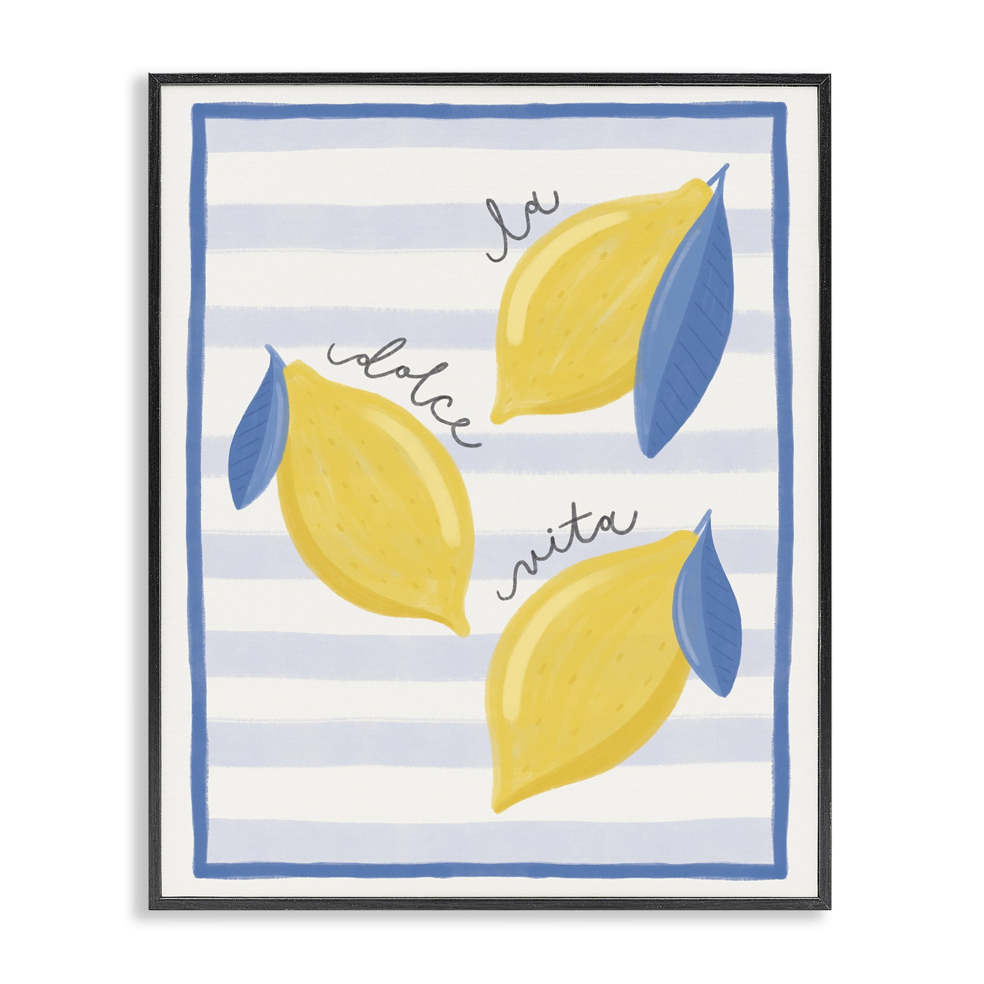 Stupell Industries Dolce Vita Lemons & Stripes Black Framed Giclee Art, design by Jalynn Heerdt