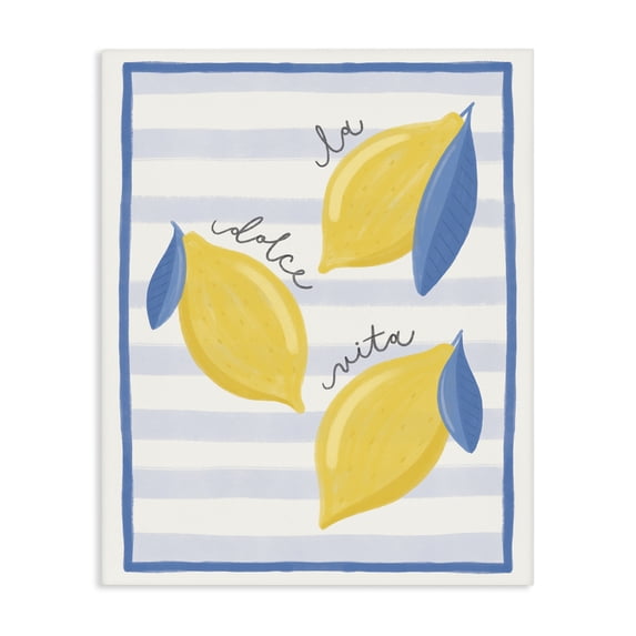 Stupell Industries Contemporary Dolce Vita Lemons & Stripes Canvas Art, 30 x 40, by Jalynn Heerdt