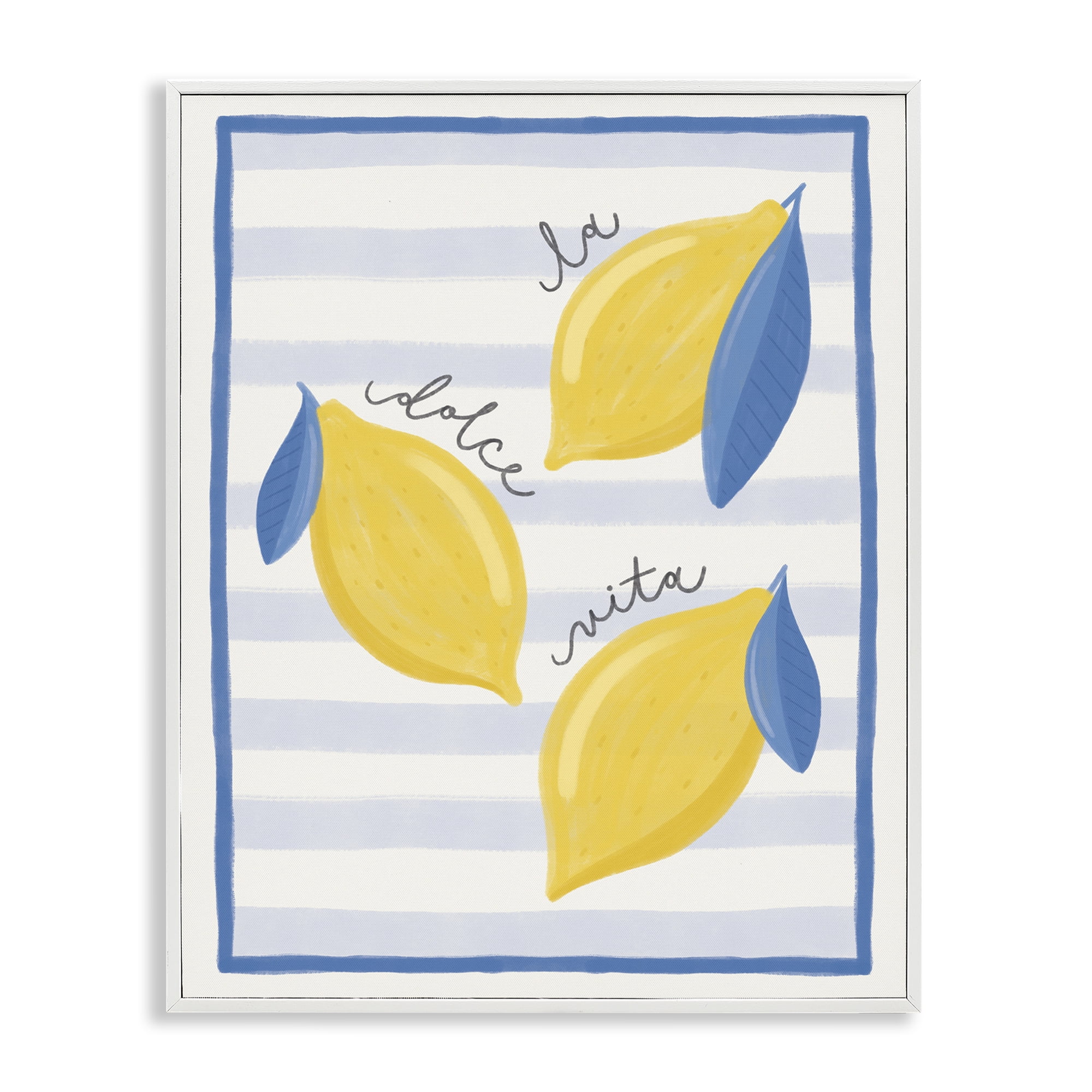 Stupell Industries Dolce Vita Lemons & Stripes White Framed Giclee Art, design by Jalynn Heerdt