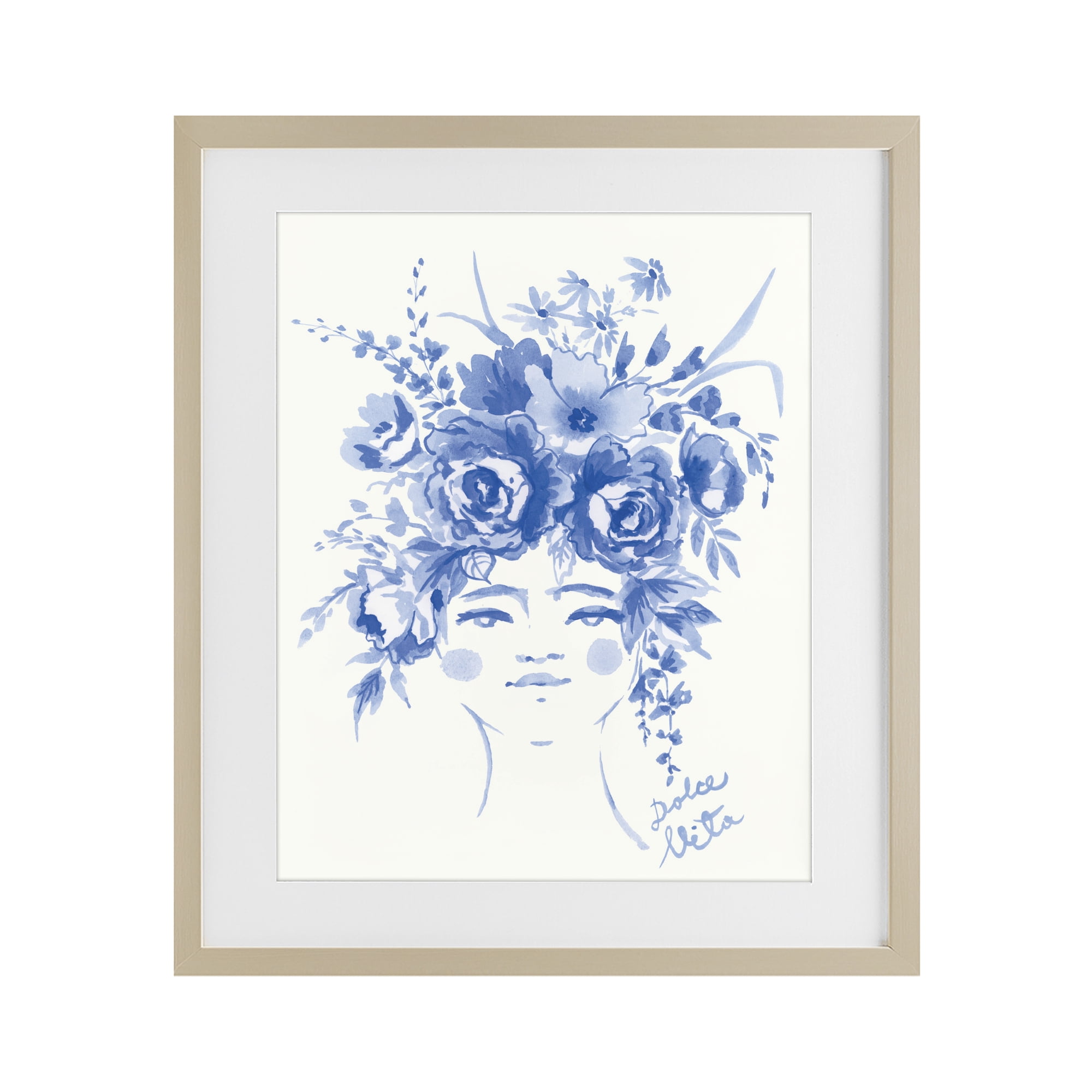 Stupell Industries Dolce Vita Woman with Roses Birch Framed Print Under Glass, design by Karolina Sato