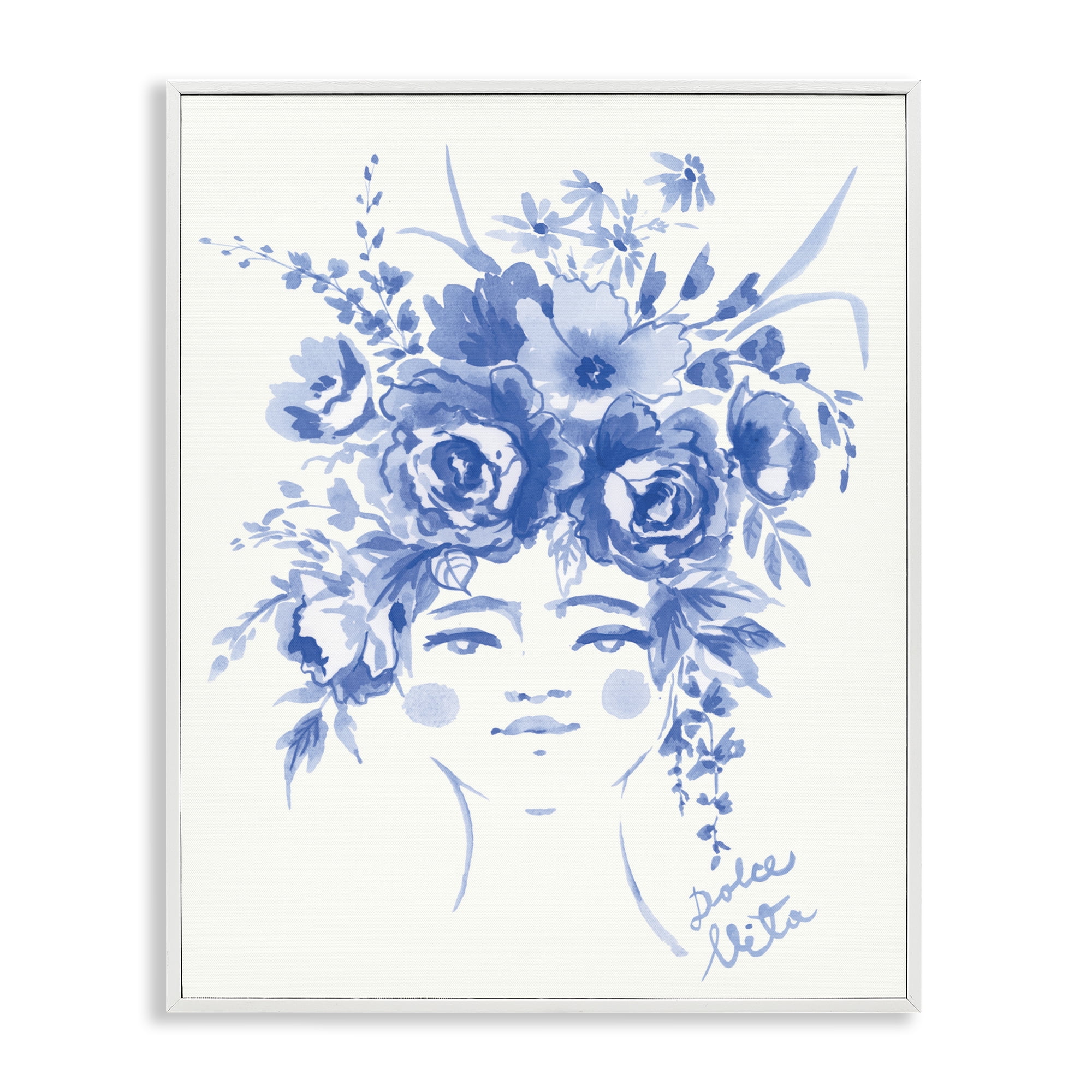 Stupell Industries Dolce Vita Woman with Roses White Framed Giclee Art, design by Karolina Sato