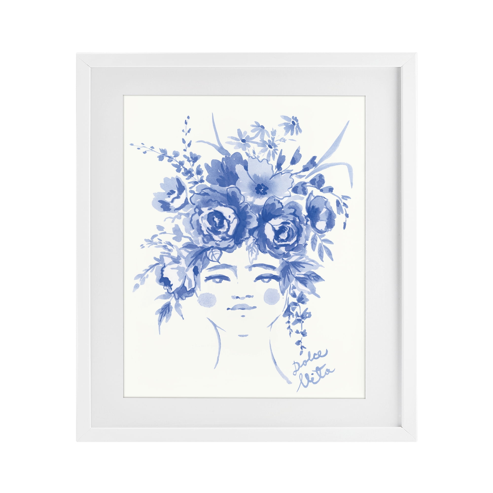 Stupell Industries Dolce Vita Woman with Roses White Framed Print Under Glass, design by Karolina Sato