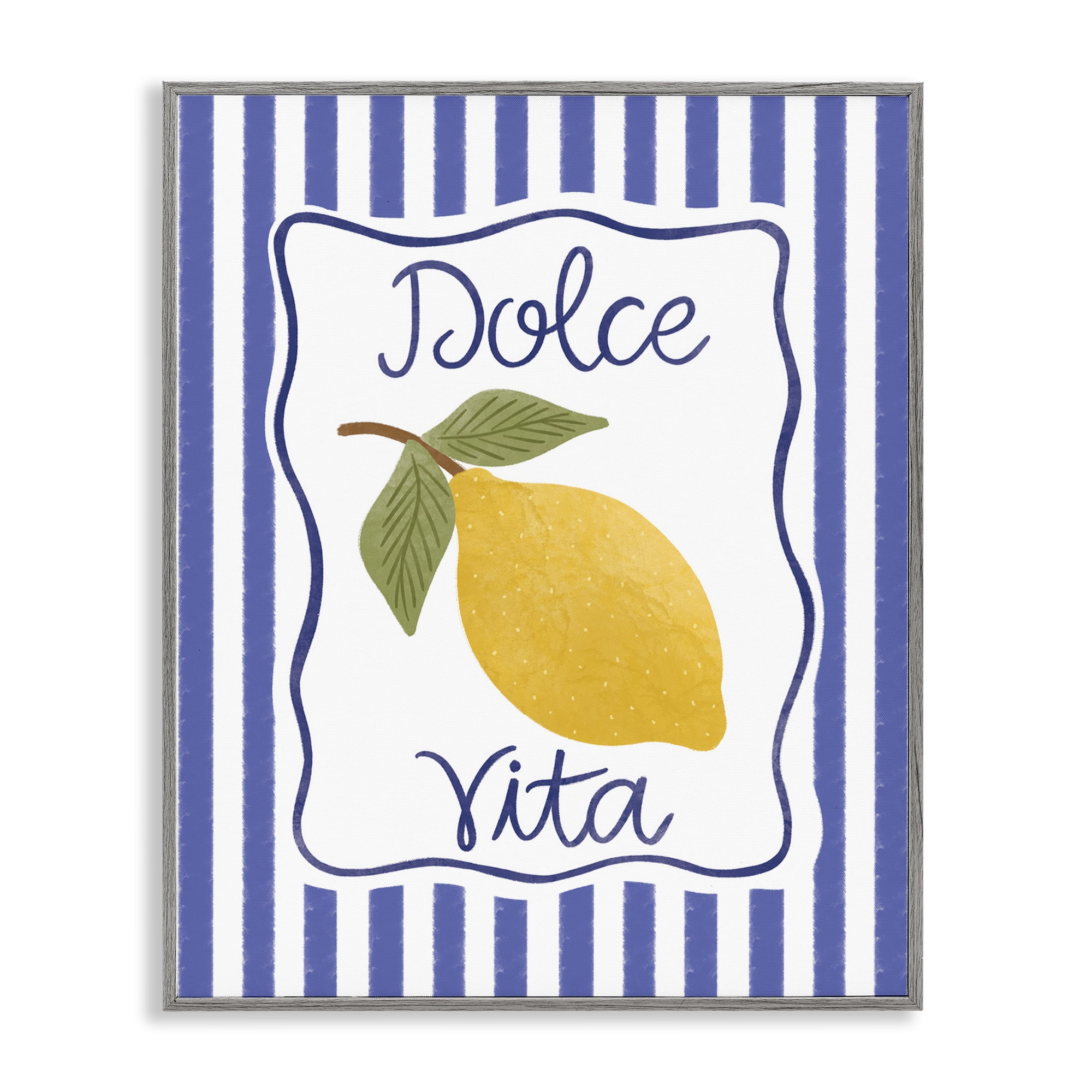 Stupell Industries Dolce Vita with Lemon Food & Beverage Painting Gray Framed Art Print Wall Art, 16 x 20