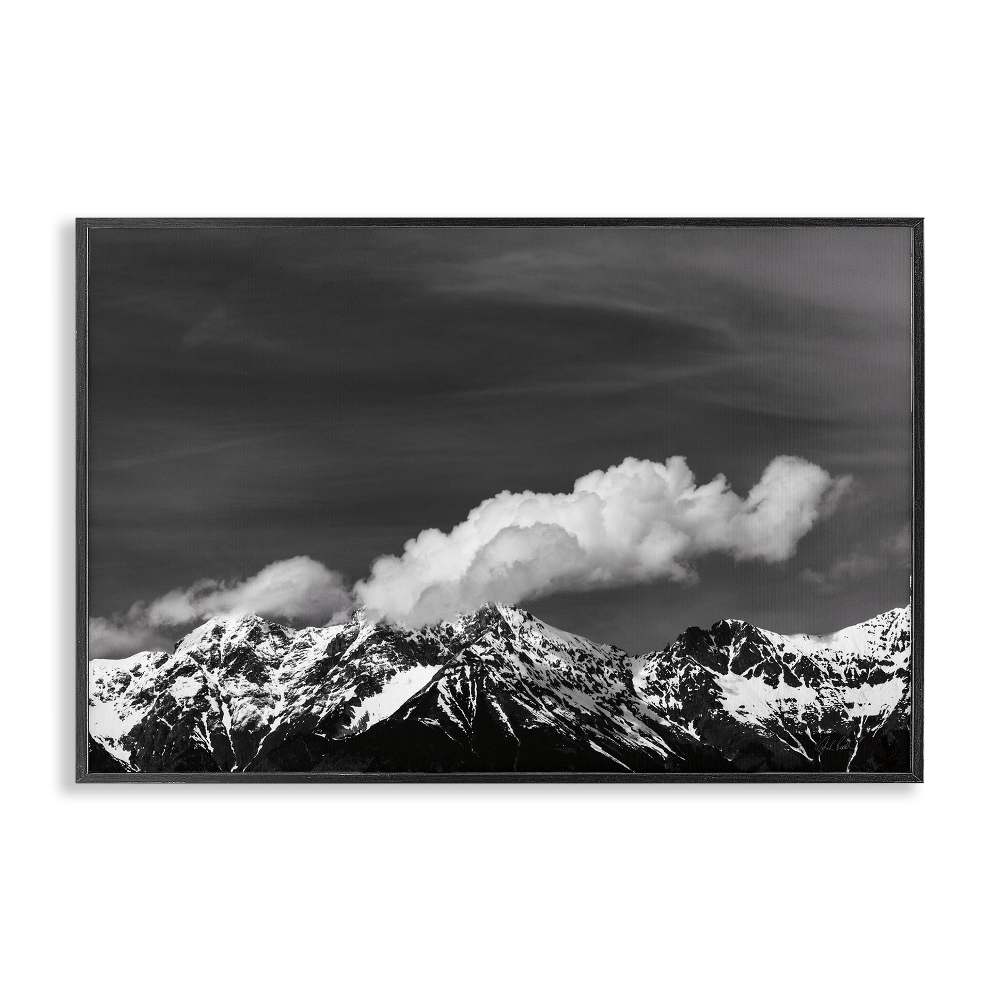 Stupell Industries Dolomites with Billowing Clouds Landscape & Nature Photography Black Framed Art Print Wall Art, 30 x 20