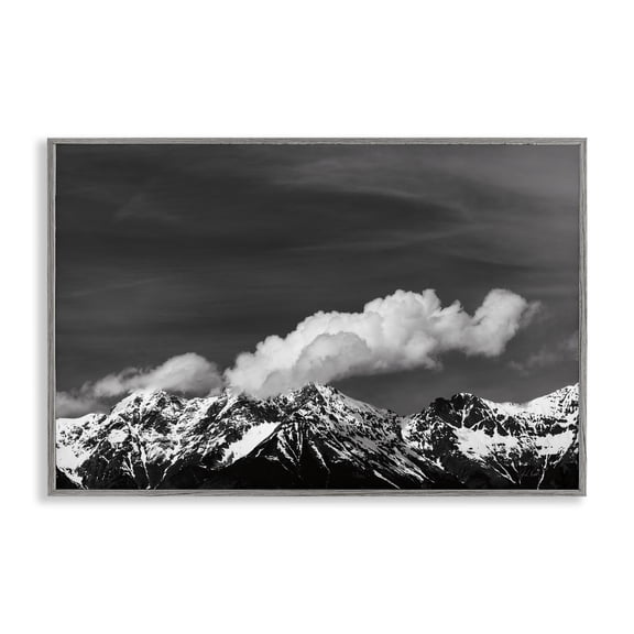 Stupell Industries Dolomites with Billowing Clouds Landscape & Nature Photography Gray Framed Art Print Wall Art, 18 x 12