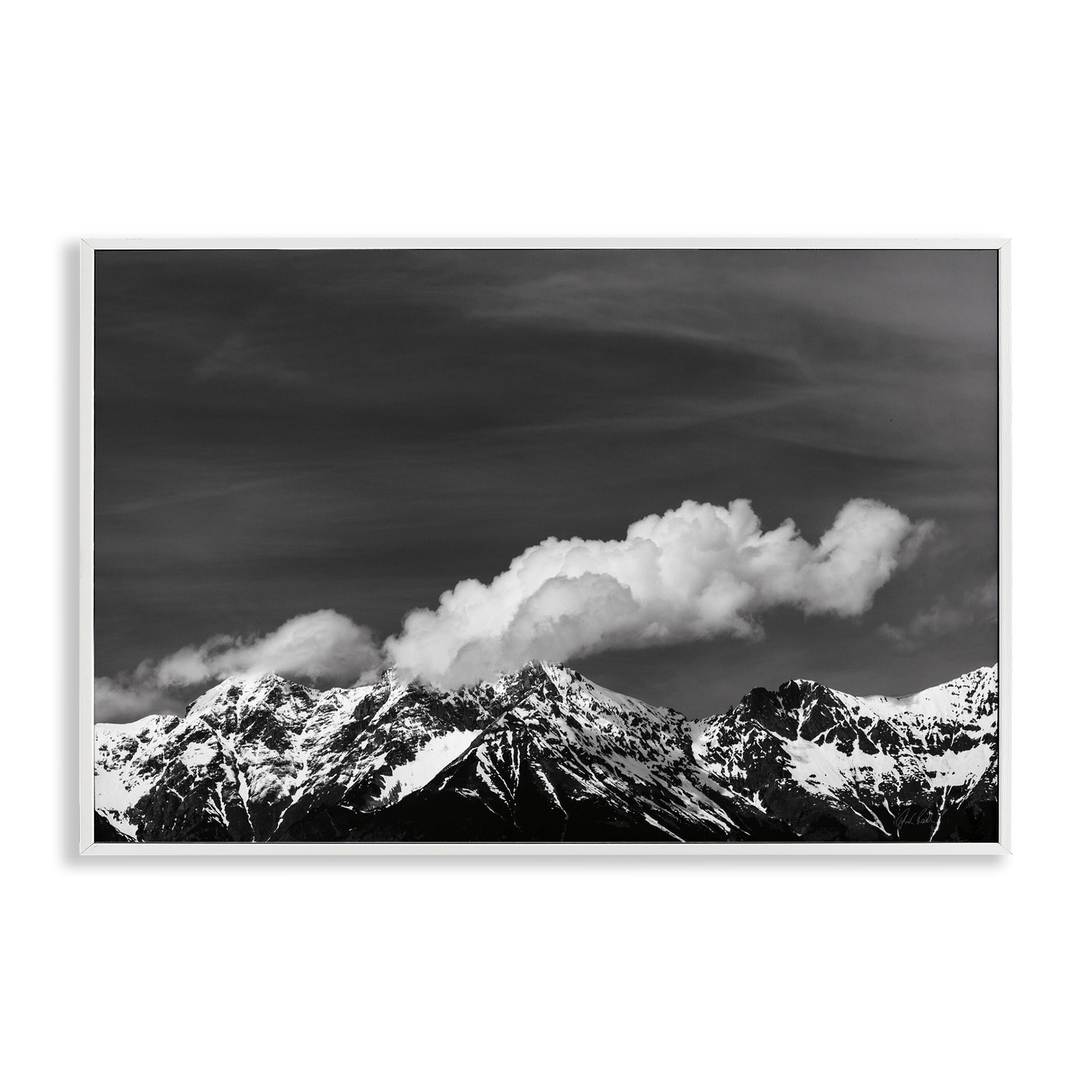 Stupell Industries Dolomites with Billowing Clouds Landscape & Nature Photography White Framed Art Print Wall Art, 30 x 20