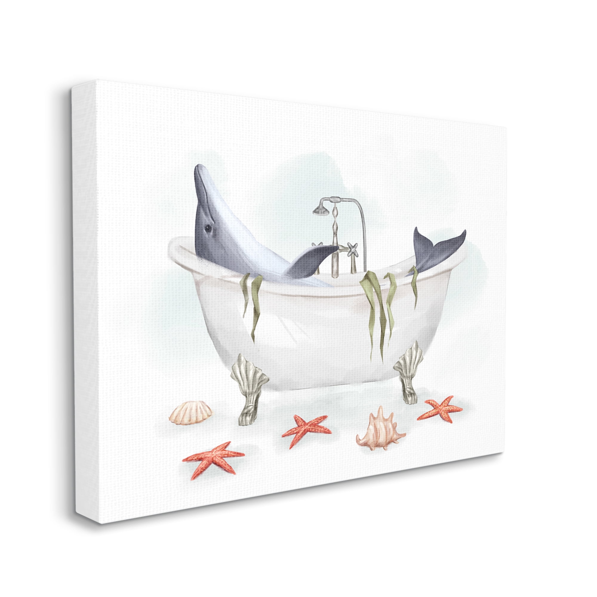 Stupell Industries Dolphin Lounging in Bath Tub Nautical Shells, 24 x 30, Designed by Ziwei Li