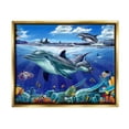 thumbnail image 1 of Stupell Industries Dolphins Swimming Bold Coral Reef Coastal Painting Gold Floater Framed Art Print Wall Art, 1 of 6