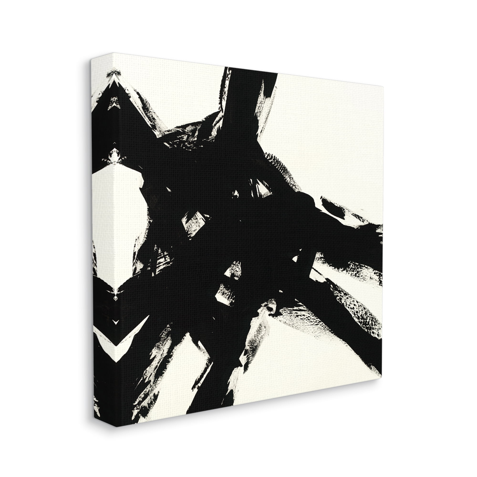 Stupell Industries Dominant Black Brushstrokes over Beige Abstraction Abstract Painting Gallery Wrapped Canvas Art Print Wall Art, 24 x 24