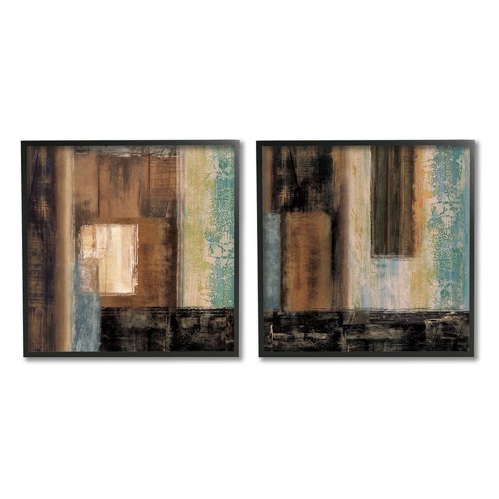 Stupell Industries Dominant Dark Abstract Shapes over Soft Pastel Black Framed by Brent Nelson