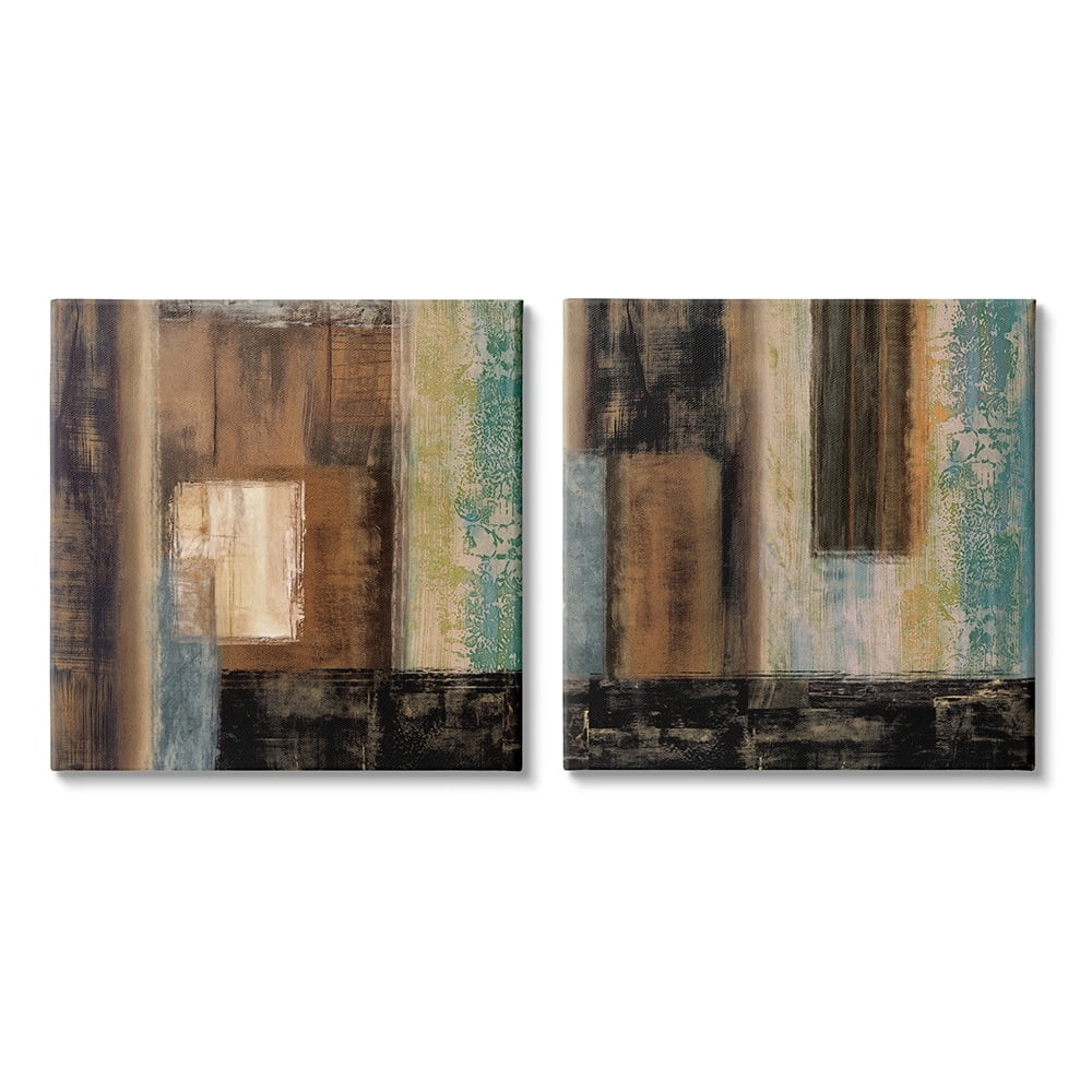 Stupell Industries Dominant Dark Abstract Shapes over Soft Pastel Canvas Wall Art by Brent Nelson
