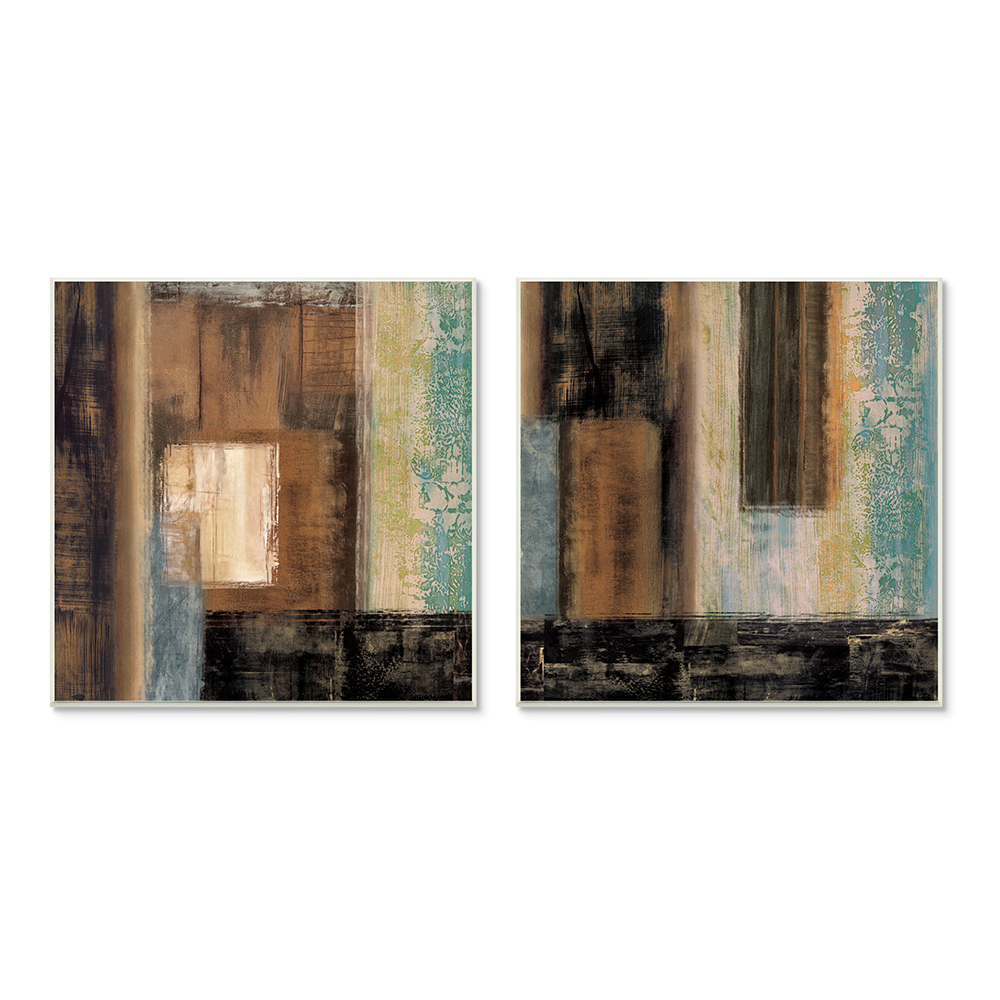 Stupell Industries Dominant Dark Abstract Shapes over Soft Pastel Wall Plaque by Brent Nelson