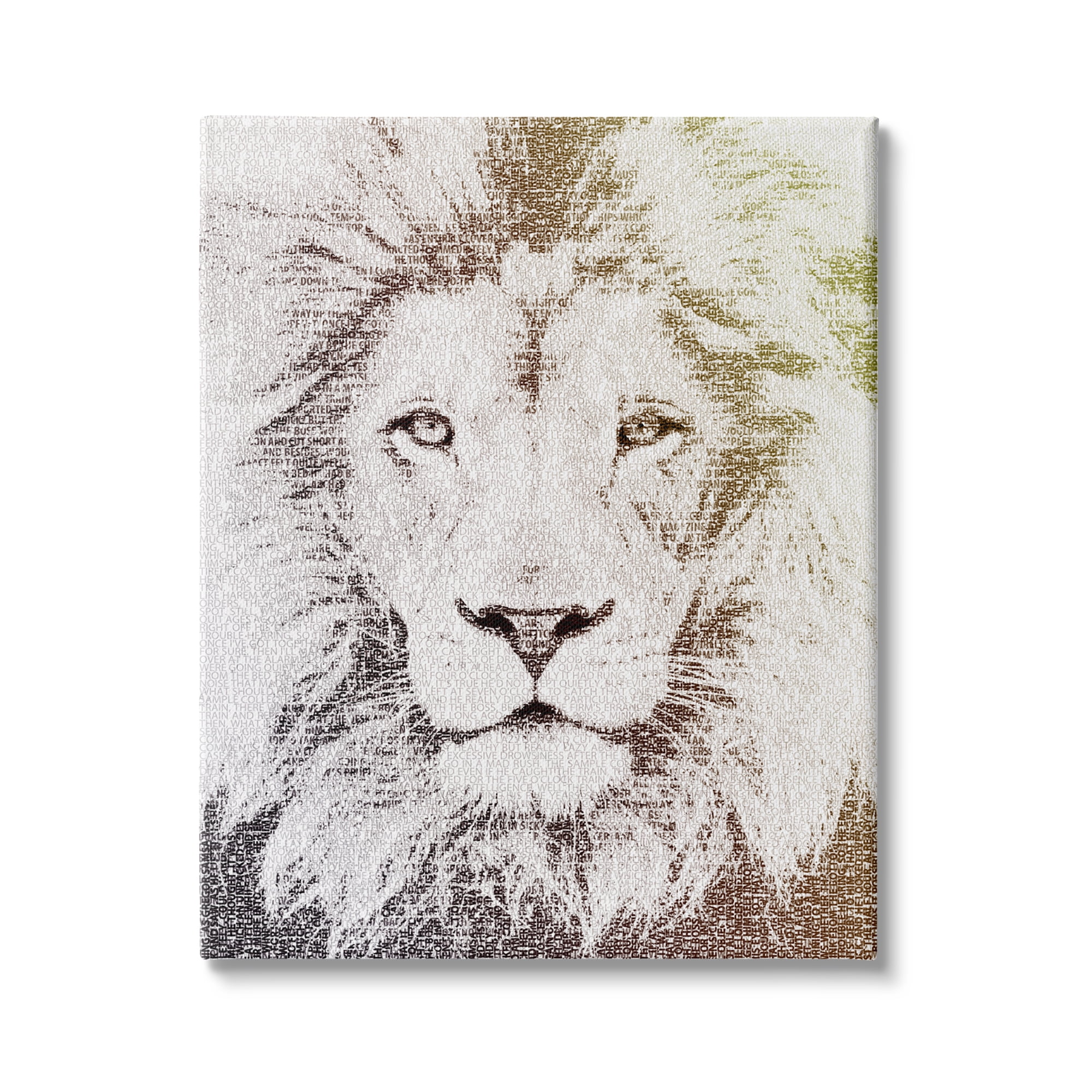 Stupell Industries Dominant Lion Portrait Text Word Pattern Animal Mane, 36 x 48, Design by Paula Belle Flores