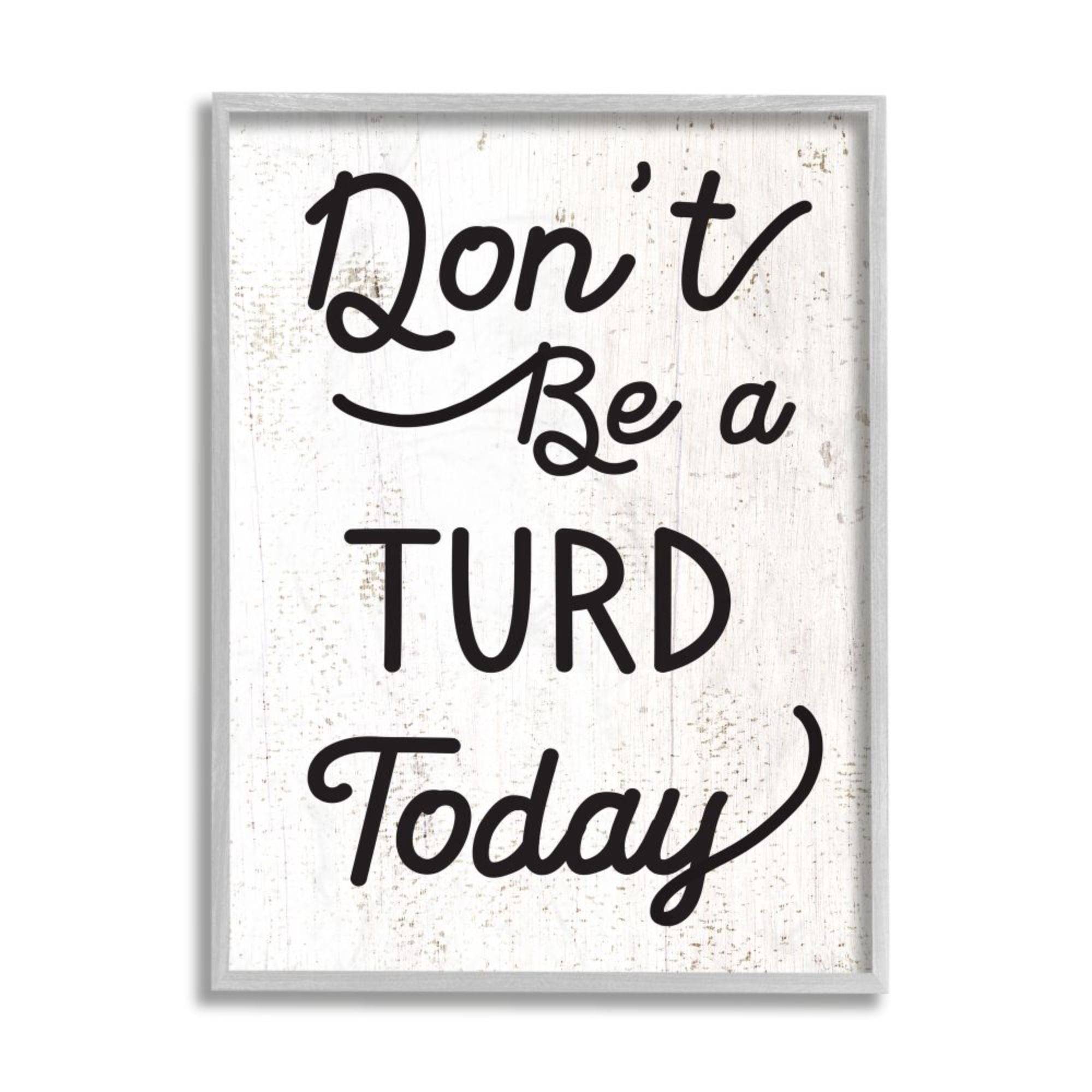 Stupell Industries Don't Be A Turd Phrase Funny Distressed Charm Design by Daphne Polselli