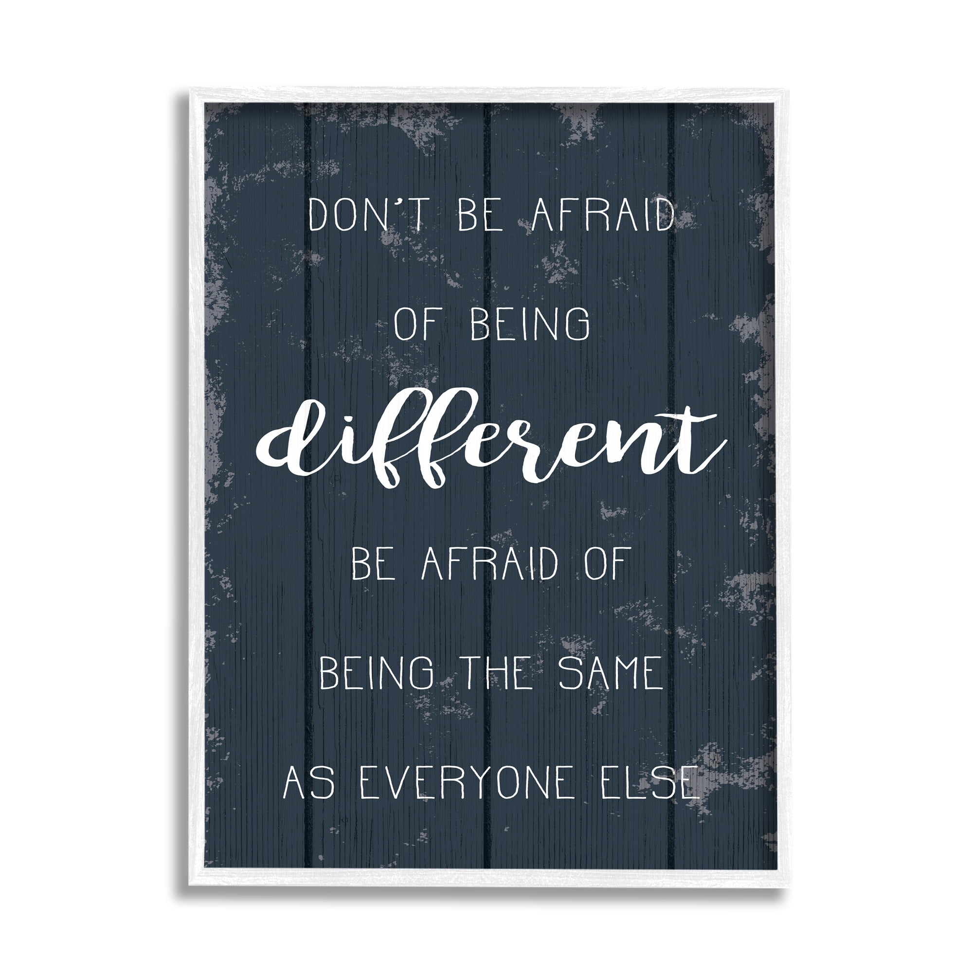 Stupell Industries Don't Be Afraid Blue Wood Texture Inspirational Word Design, 16 x 20,Design by Daphne Polselli