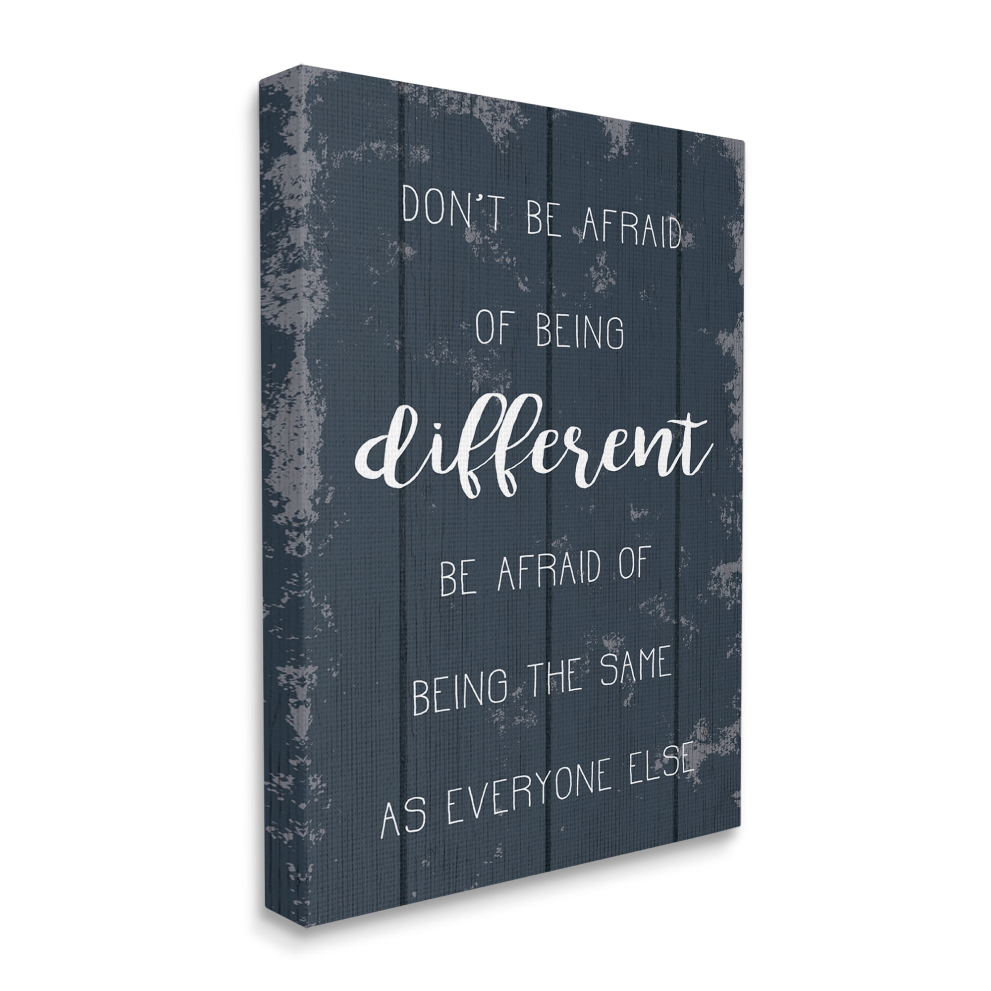 Stupell Industries Don't Be Afraid Blue Wood Texture Inspirational Word Design Canvas Wall Art by Daphne Polselli