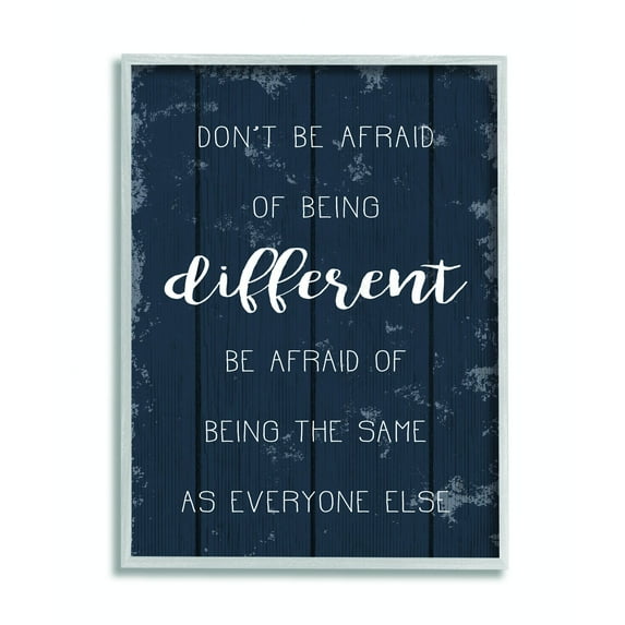 Stupell Industries Don't Be Afraid Blue Wood Texture Inspirational Word Design Framed Wall Art by Daphne Polselli