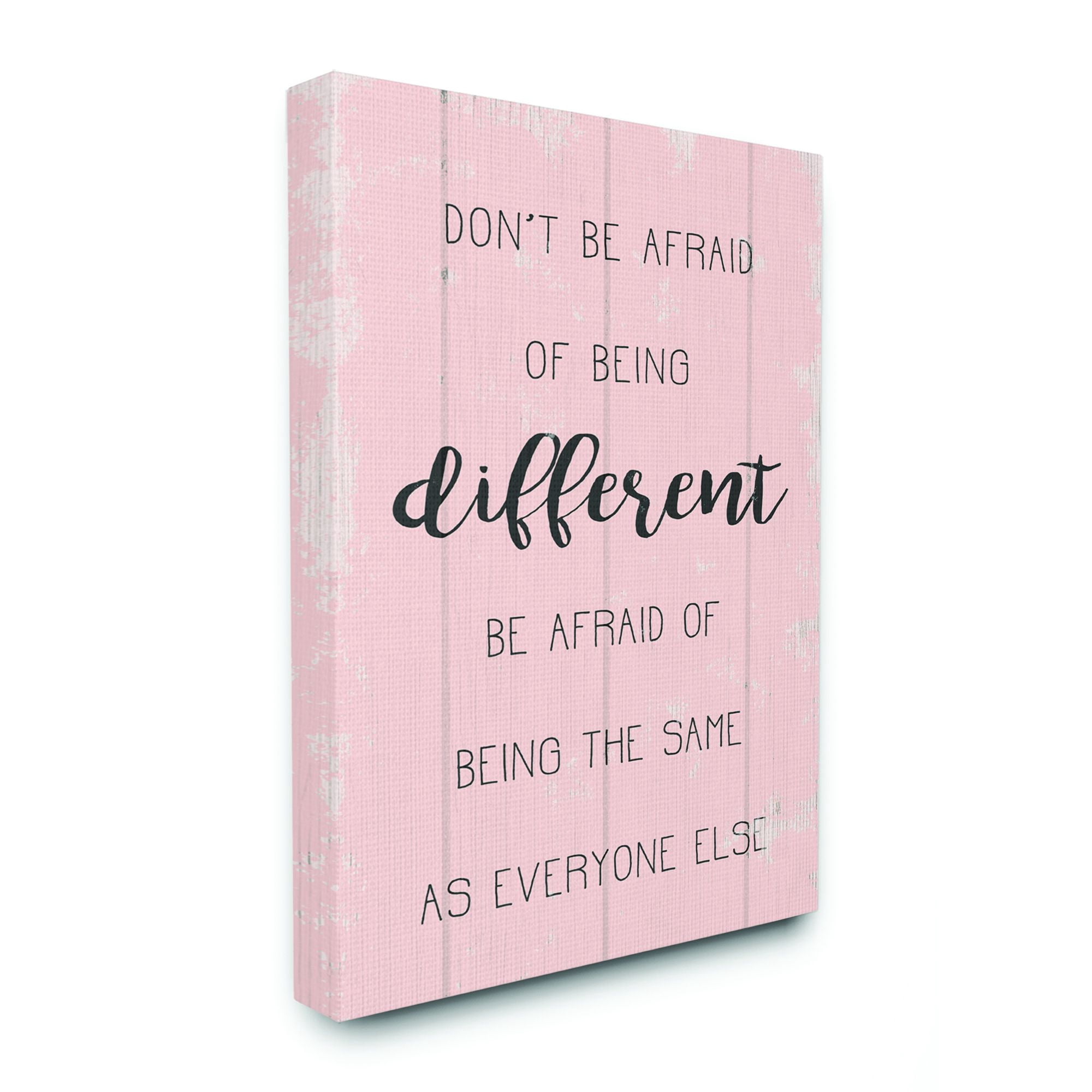 Stupell Industries Don't Be Afraid Pink Wood Texture Inspirational Word Design Canvas Wall Art by Daphne Polselli