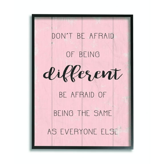 Stupell Industries Don't Be Afraid Pink Wood Texture Inspirational Word Design Framed Wall Art by Daphne Polselli