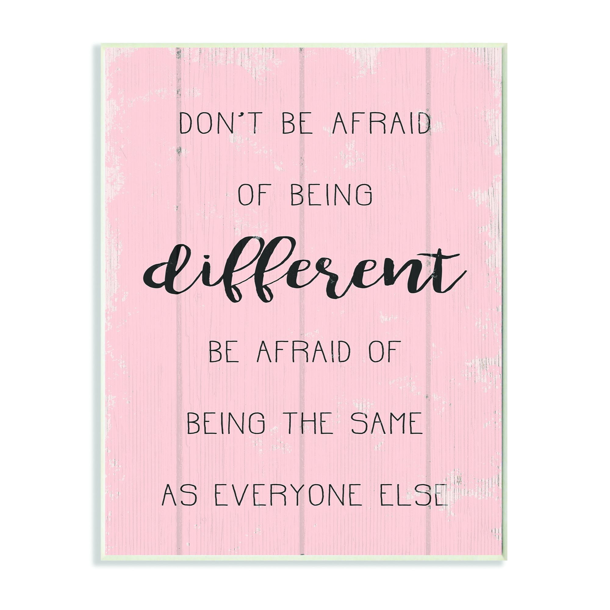 Stupell Industries Don't Be Afraid Pink Wood Texture Inspirational Word Design Wall Plaque by Daphne Polselli