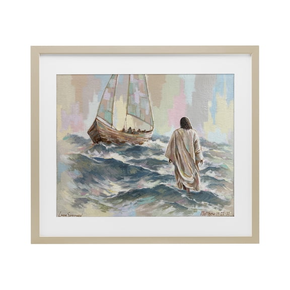 Stupell Industries Don't Be Afraid Spiritual Painting Birch Framed Print Under Glass design by Linda Sperruzzi, 13 x 16