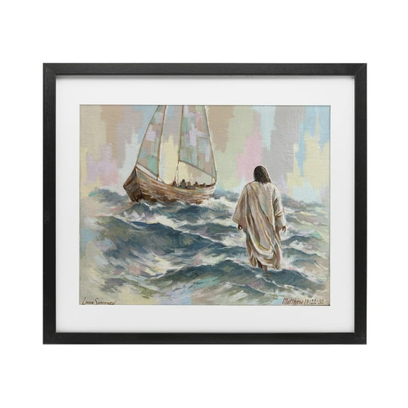 Stupell Industries Don't Be Afraid Spiritual Painting Black Framed Print Under Glass design by Linda Sperruzzi, 17 x 21